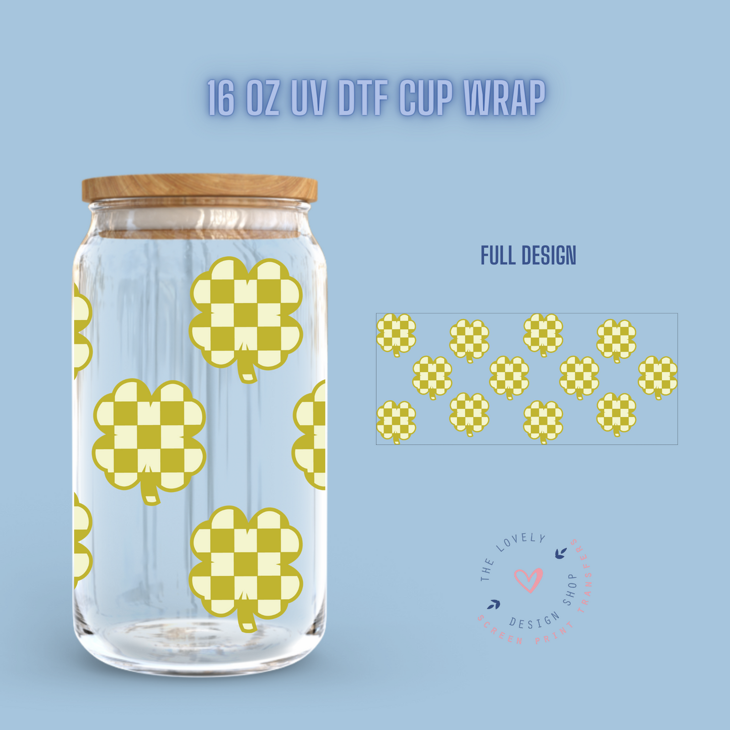 Retro Clover - UV DTF 16 oz Libbey Cup Wrap (PRE-ORDER SHIPS 10TH - 17TH) Jan 2
