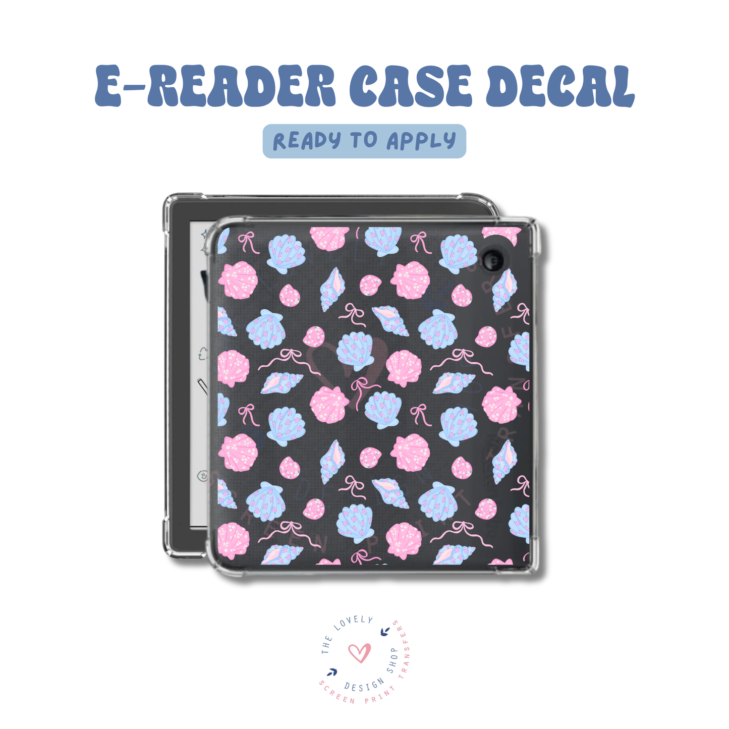 Coquette Shells - UV DTF E-Reader Decal - Apr 23