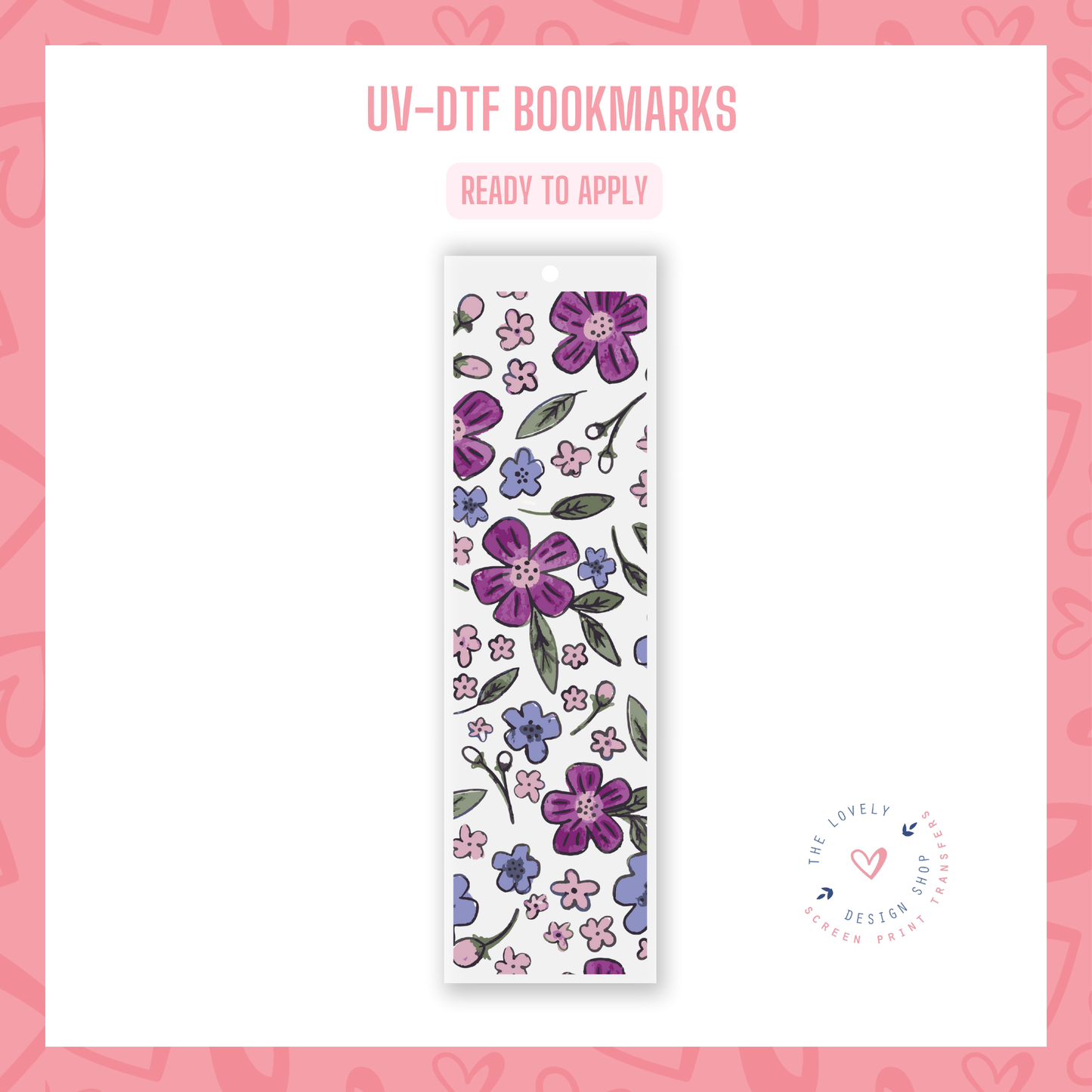 Blue And Purple Floral - UV DTF Bookmark Decal - Jan 14
