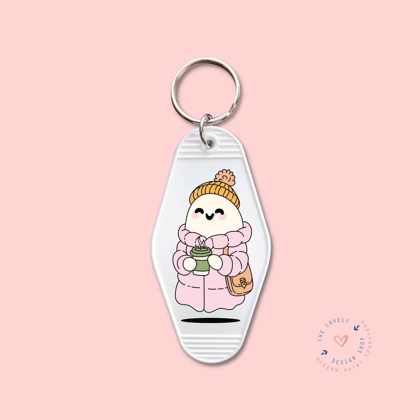 Cute Ghost With Puffer Jacket - Keychain UV DTF Decal - Oct 28