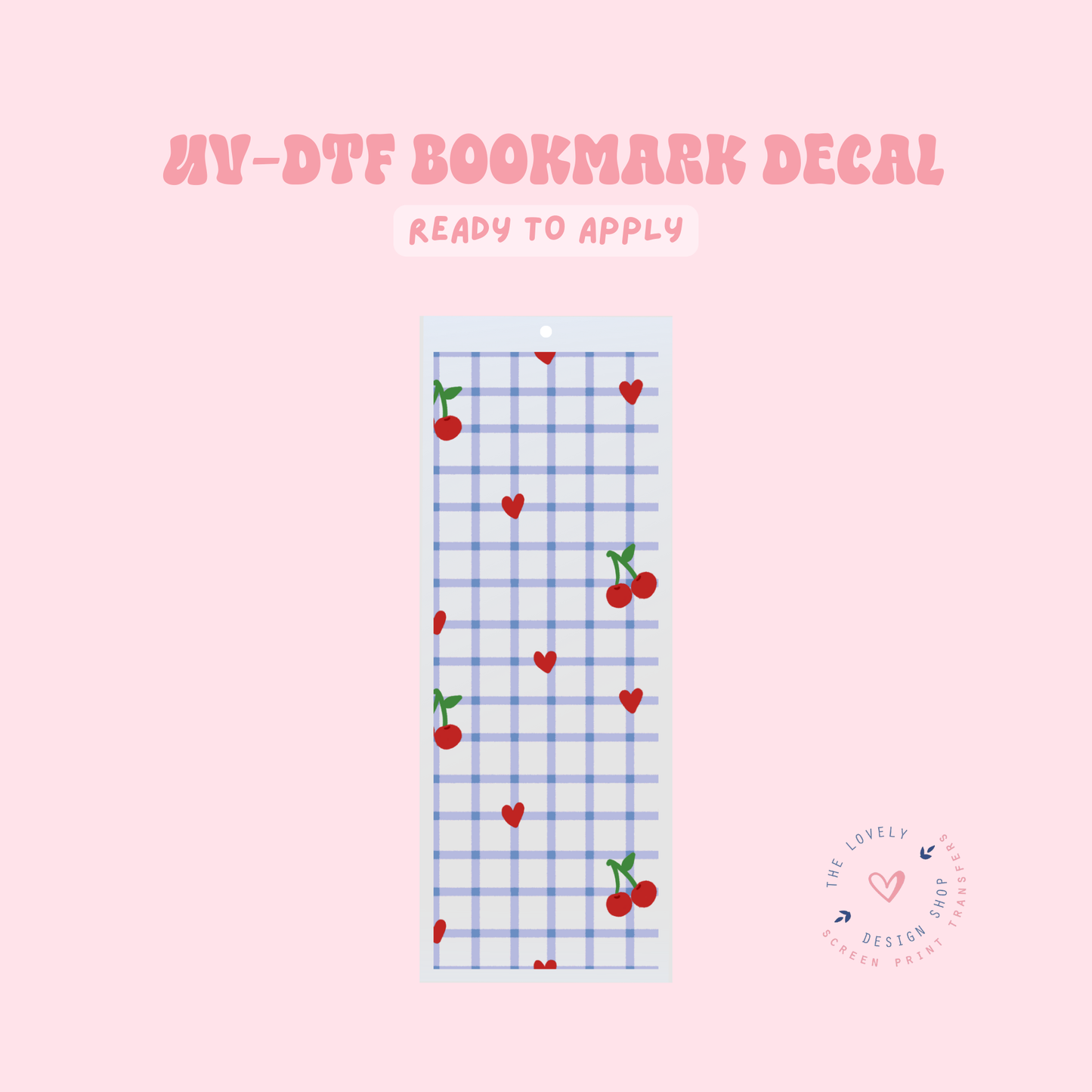 Blue & Red Gingham - UV DTF Bookmark Decal - Jan 27