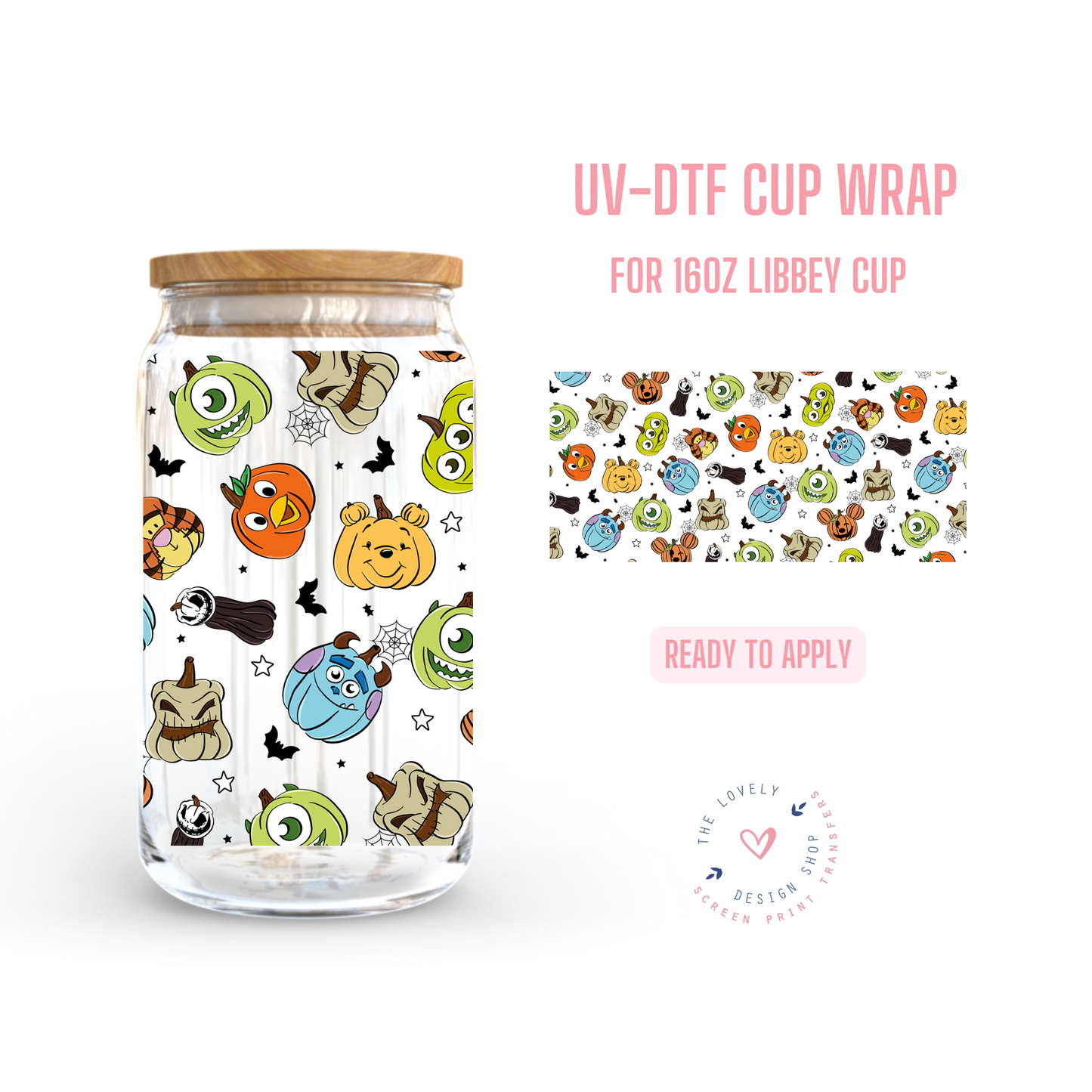 Magical Characters Pumpkins - UV DTF 16 oz Libbey Cup Wrap - Sep 3