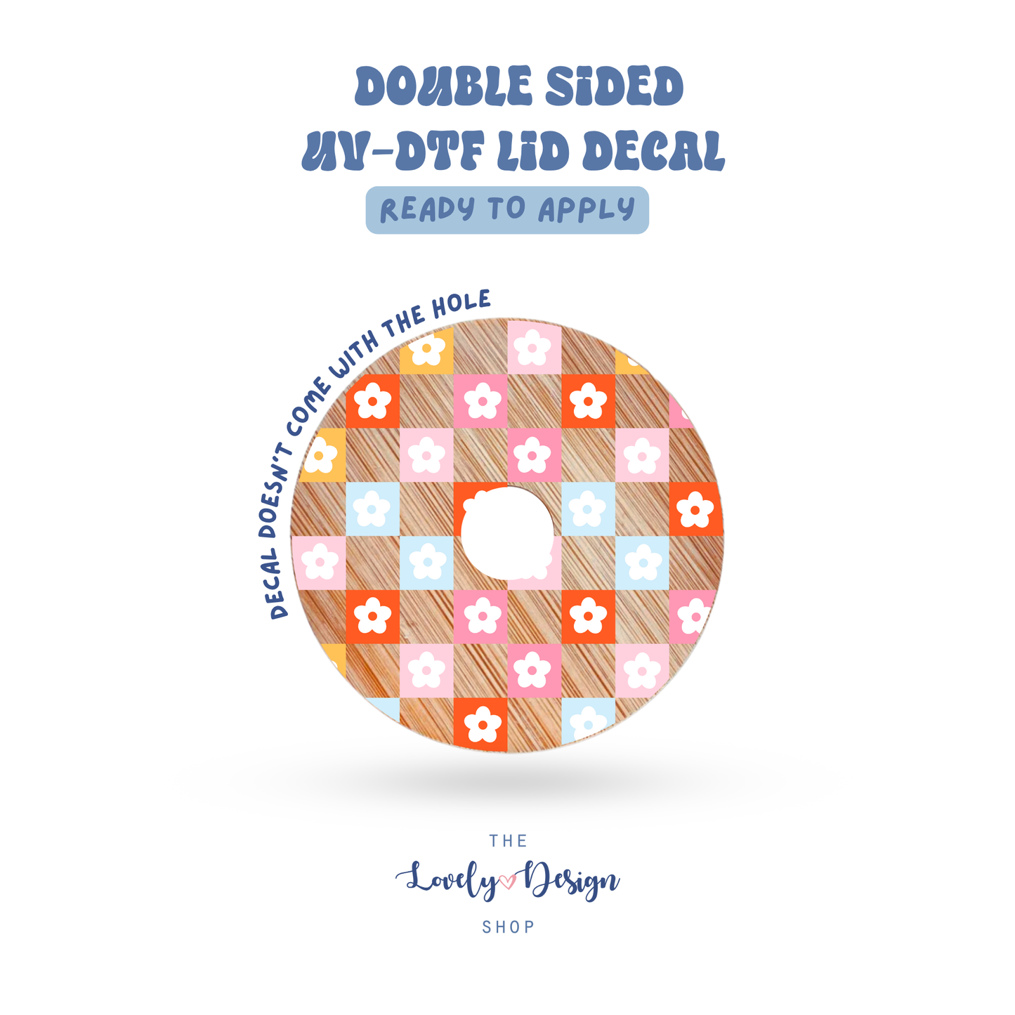 Checkered Flowers - UV DTF Lid Decal - Aug 8
