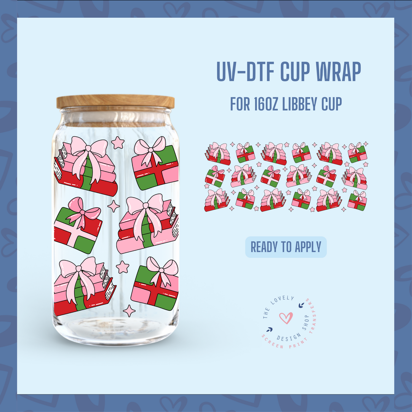 Christmas Presents - UV DTF 16 oz Libbey Cup Wrap - Sep 23