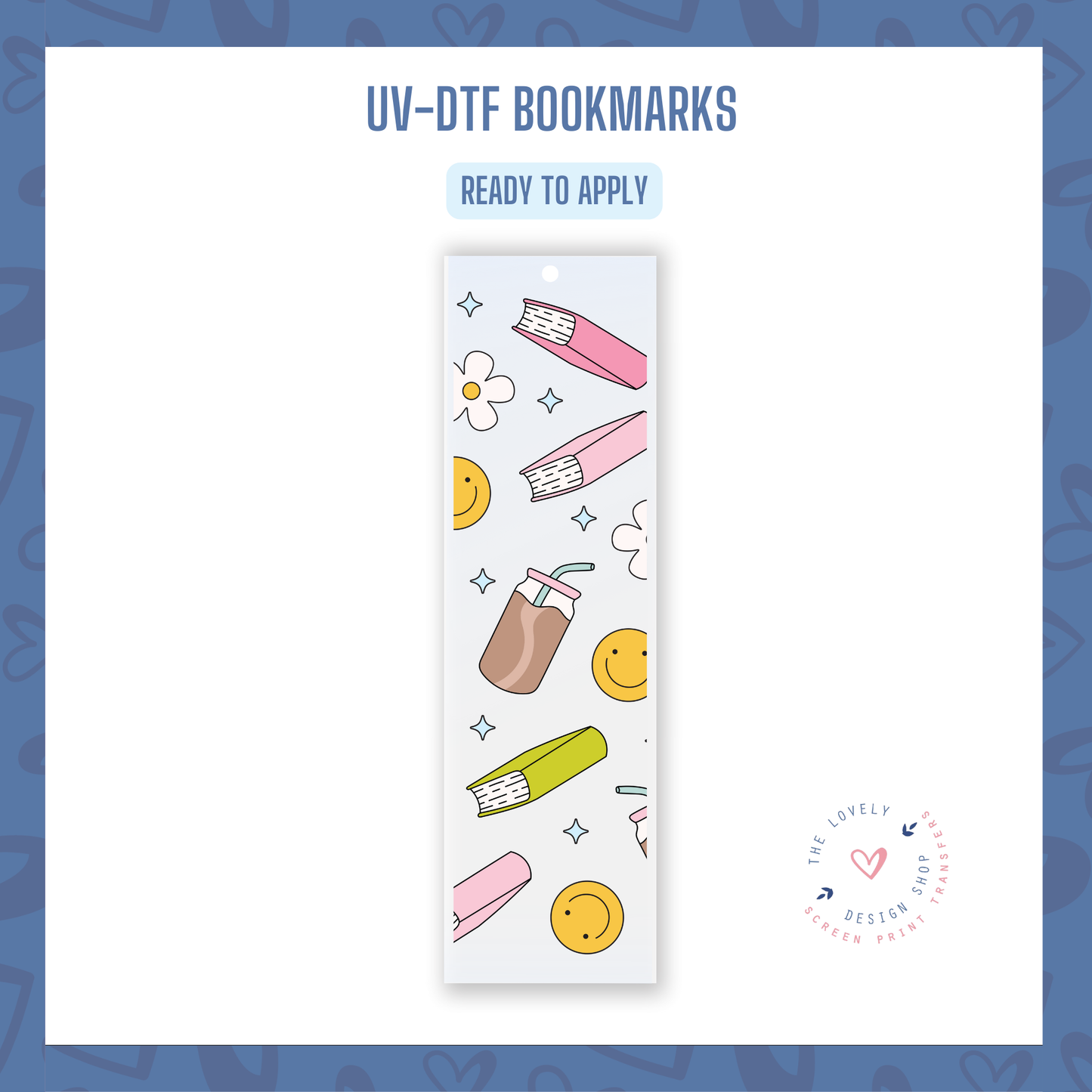 Smileys & Books - UV DTF Bookmark Decal - Jul 15