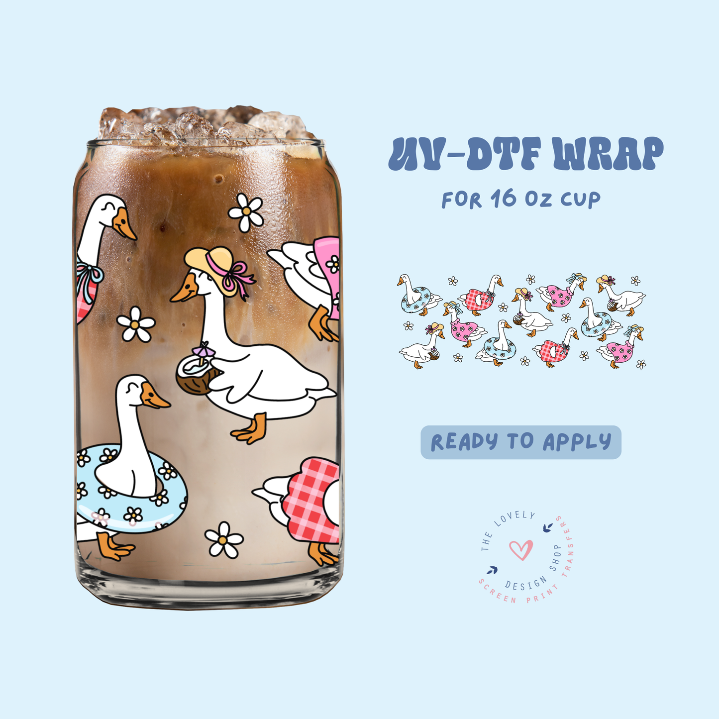 Summer Geese - UV DTF 16 oz Libbey Cup Wrap - May 2