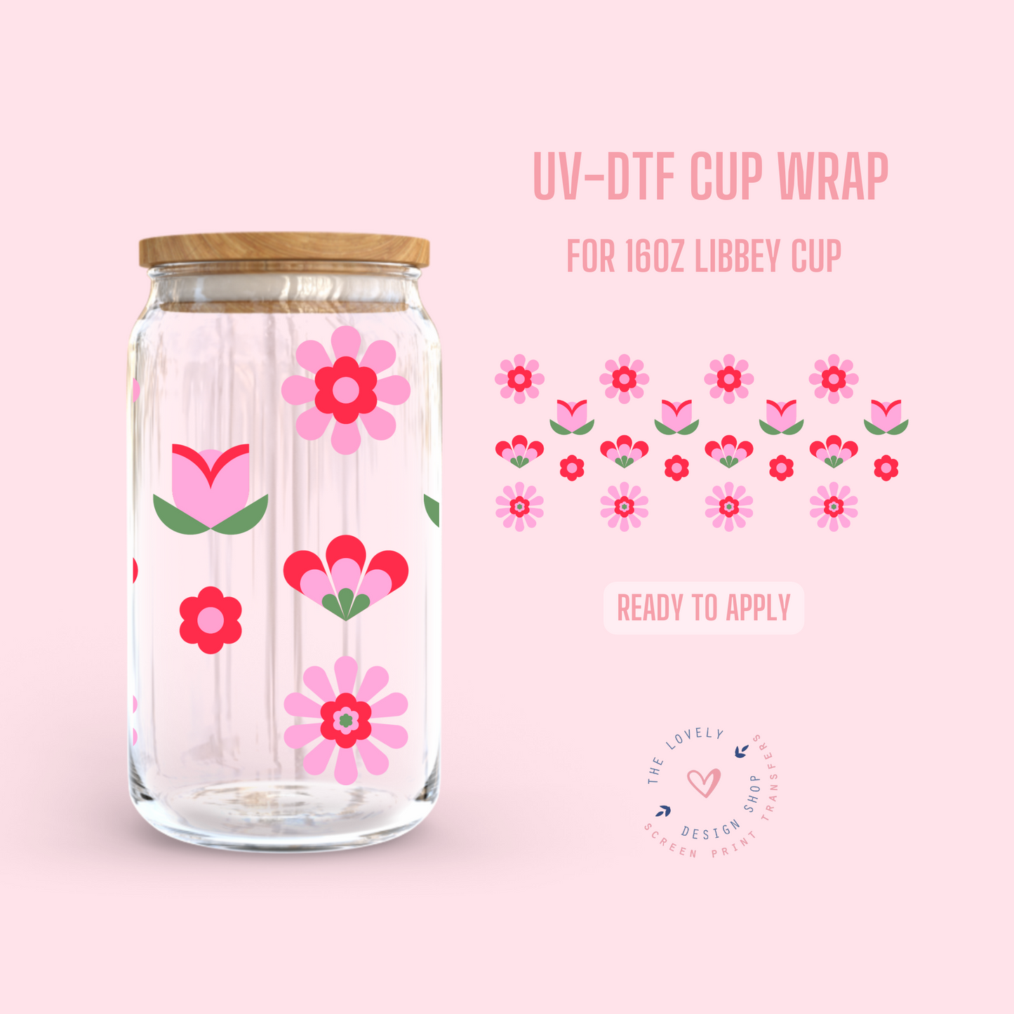 For The Girlies - UV DTF 16 oz Libbey Cup Wrap (Ready to Ship) Apr 17