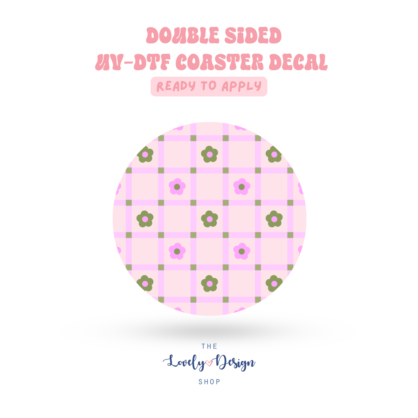 Plaid Daisies - UV DTF Coaster Decal - Aug 27