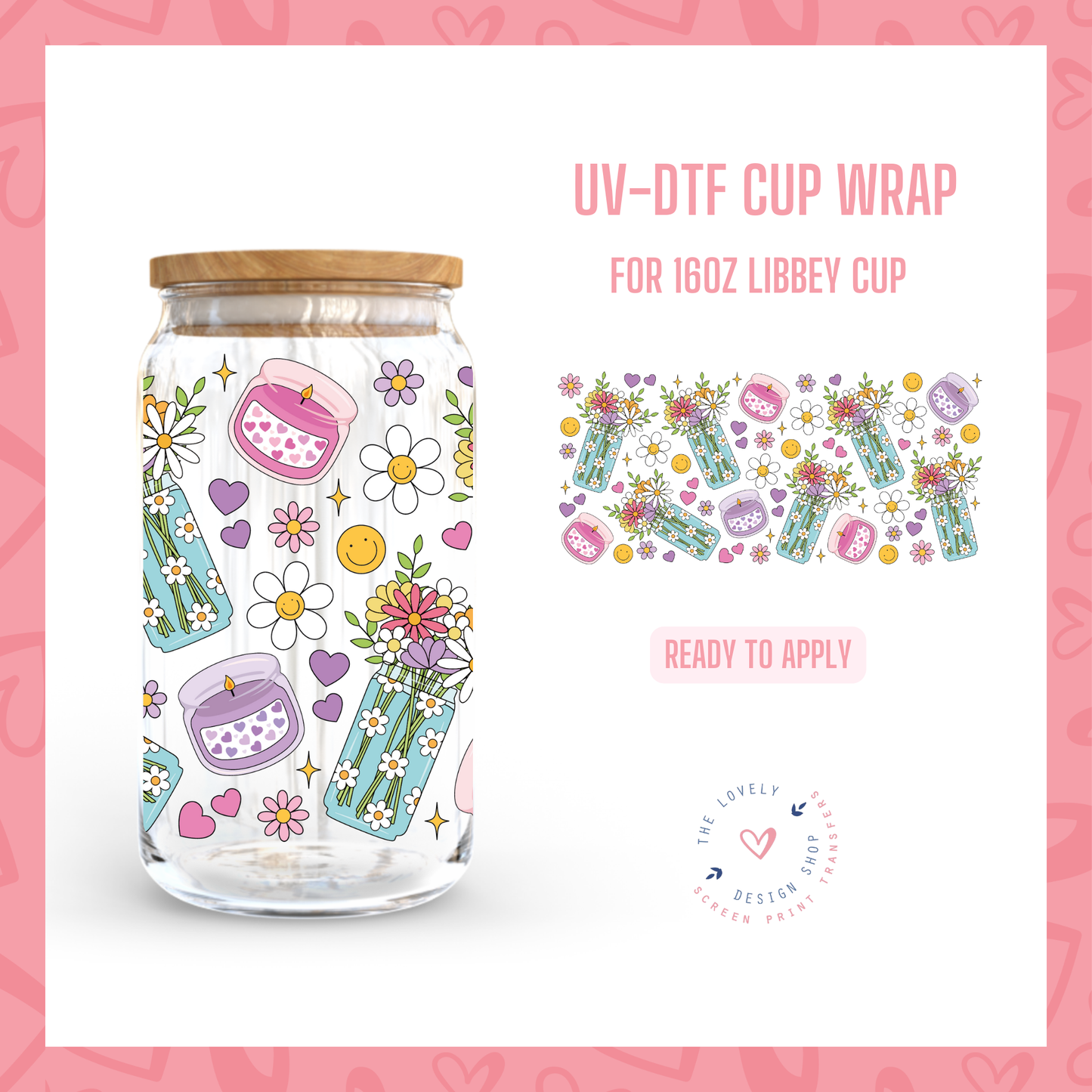 Florecitas y Velitas - UV DTF 16 oz Libbey Cup Wrap - Jul 22