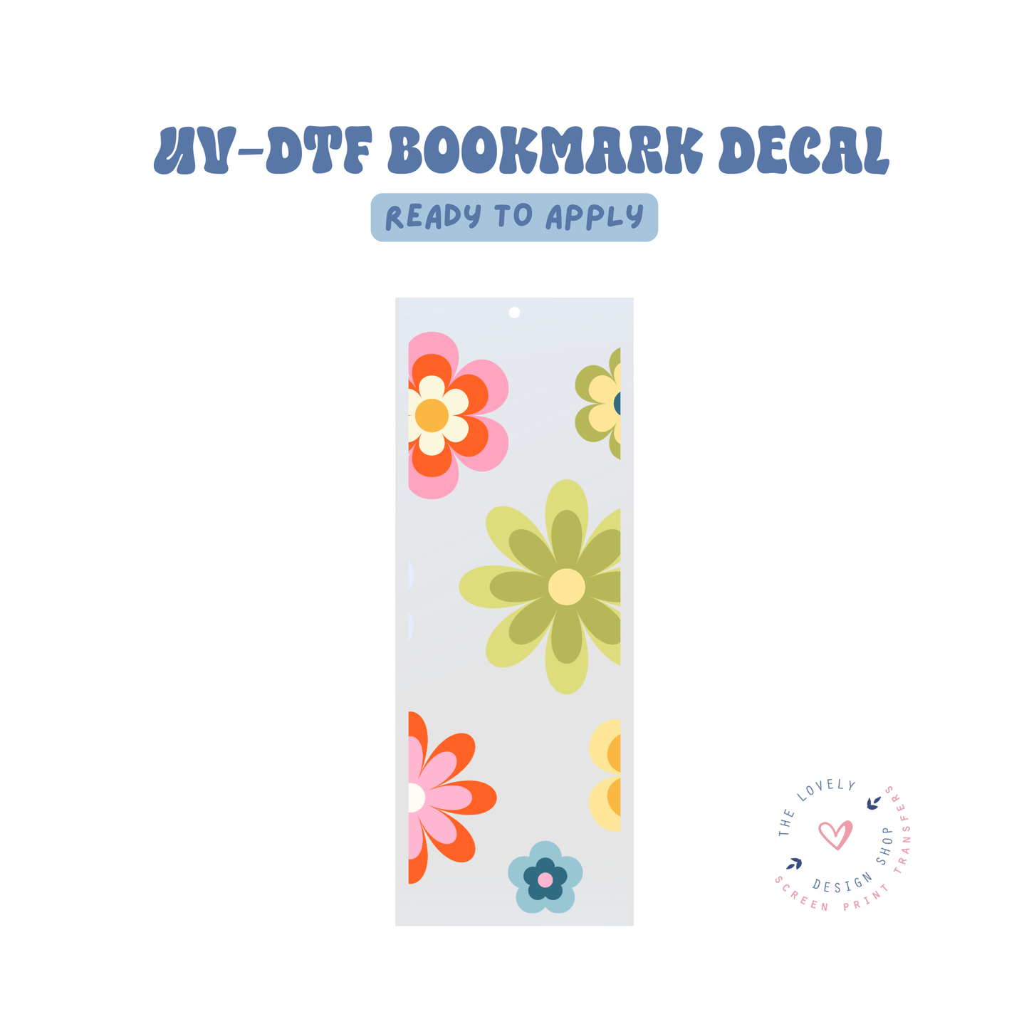 Retro Flowers Greens - UV DTF Bookmark Decal - Feb 12