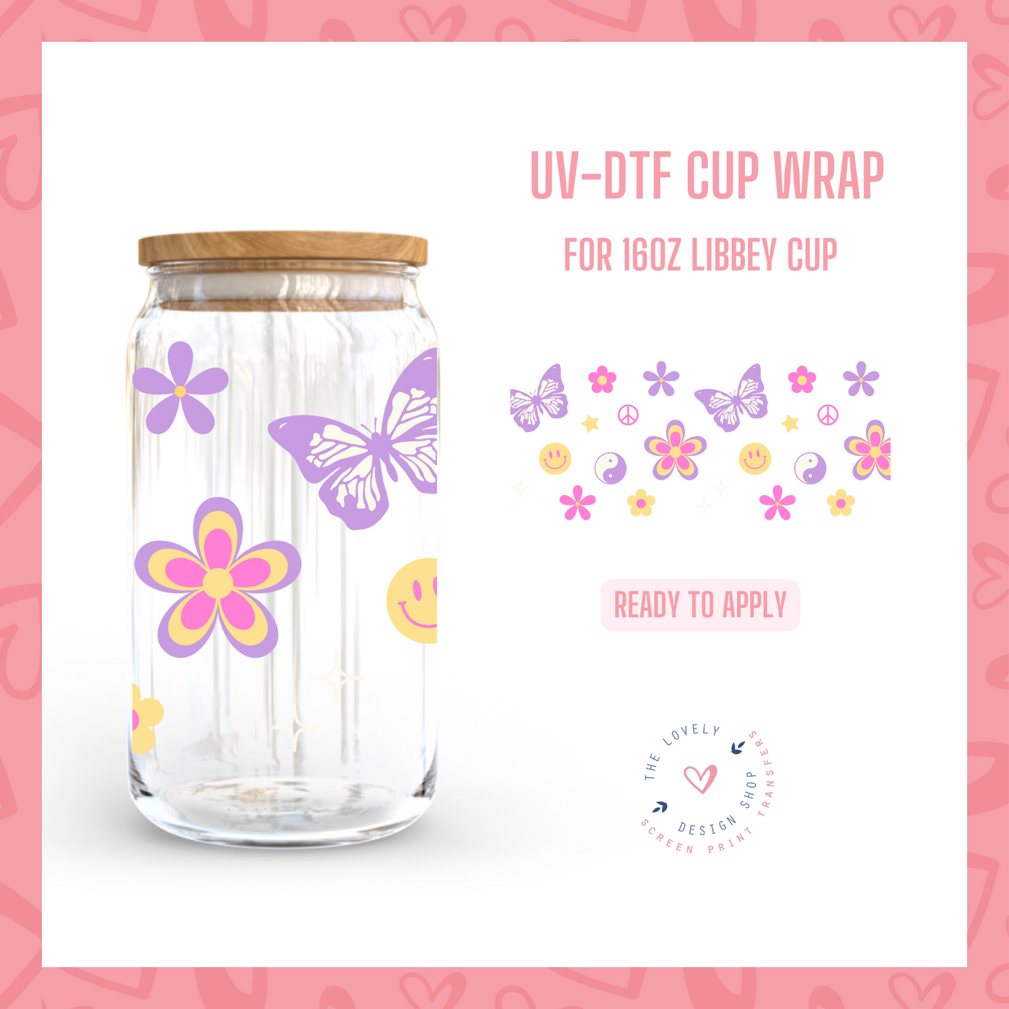 Retro Y2K - UV DTF 16 oz Libbey Cup Wrap (Ready to Ship) Mar 19