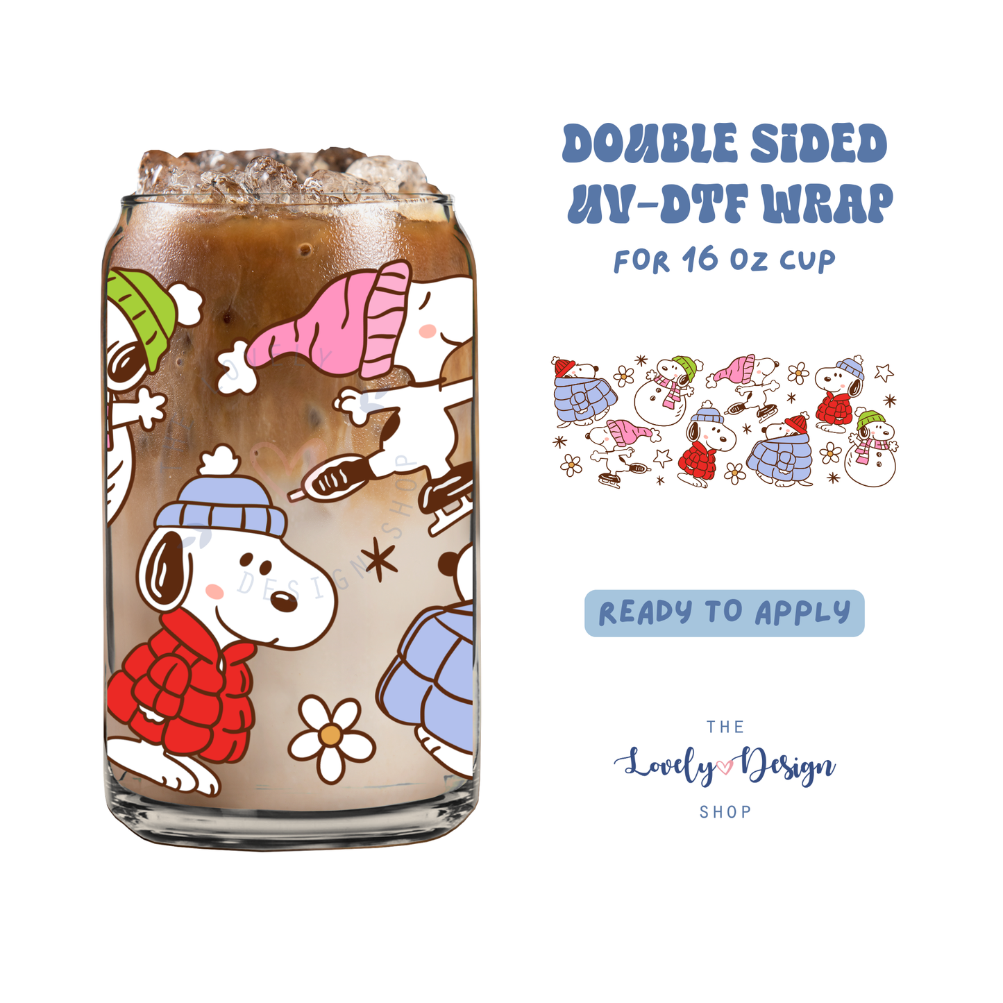 Cold Snoopy - UV DTF 16 oz Libbey Cup Wrap - Sep 15