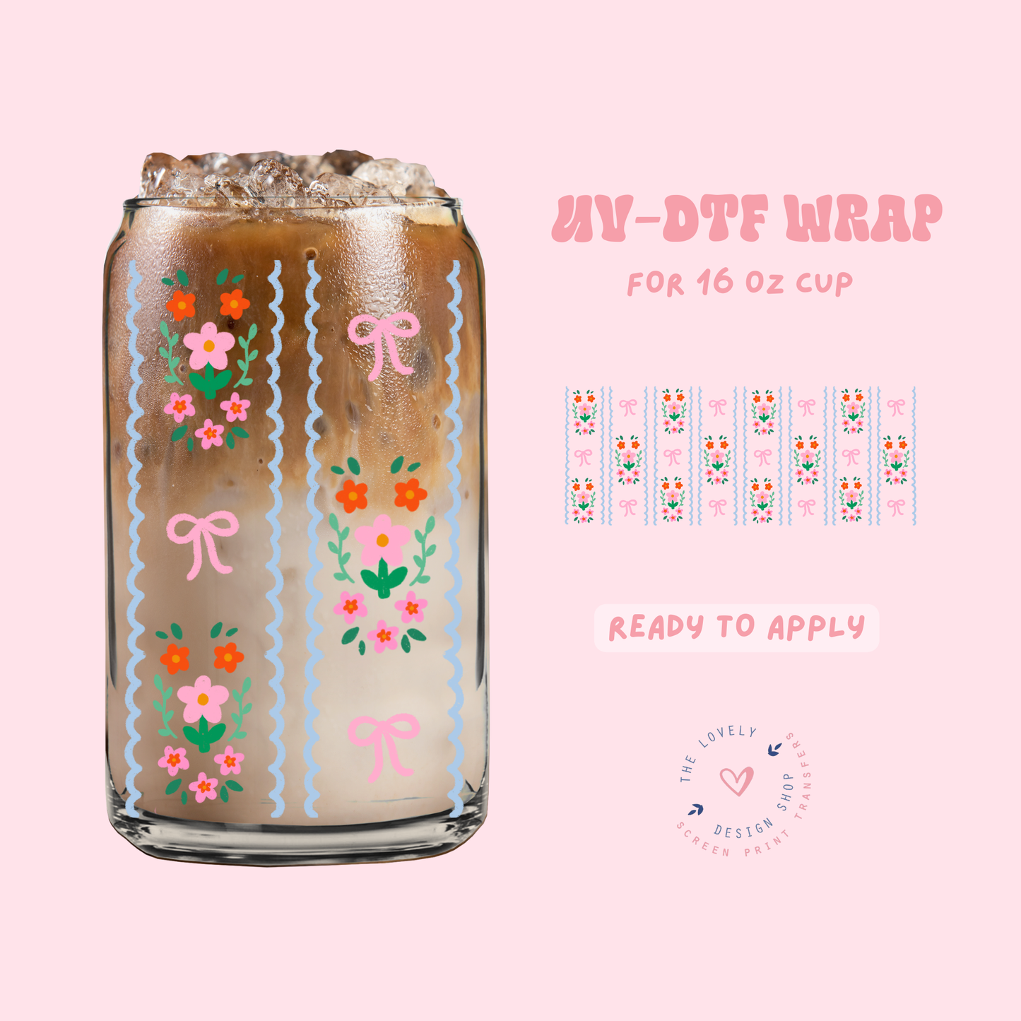 Summer Florals- UV DTF 16 oz Libbey Cup Wrap - Apr 23