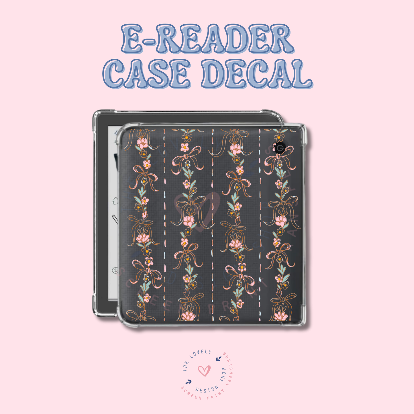 Vertical Spring Floral Garland With Bows - UV DTF E-Reader Decal - Jan 20