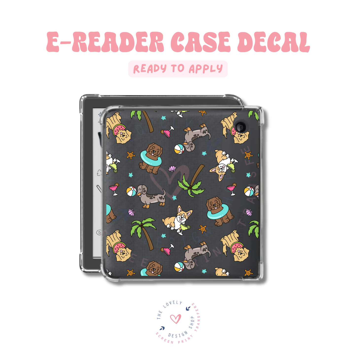 Summer Pups - UV DTF E-Reader Decal - May 2