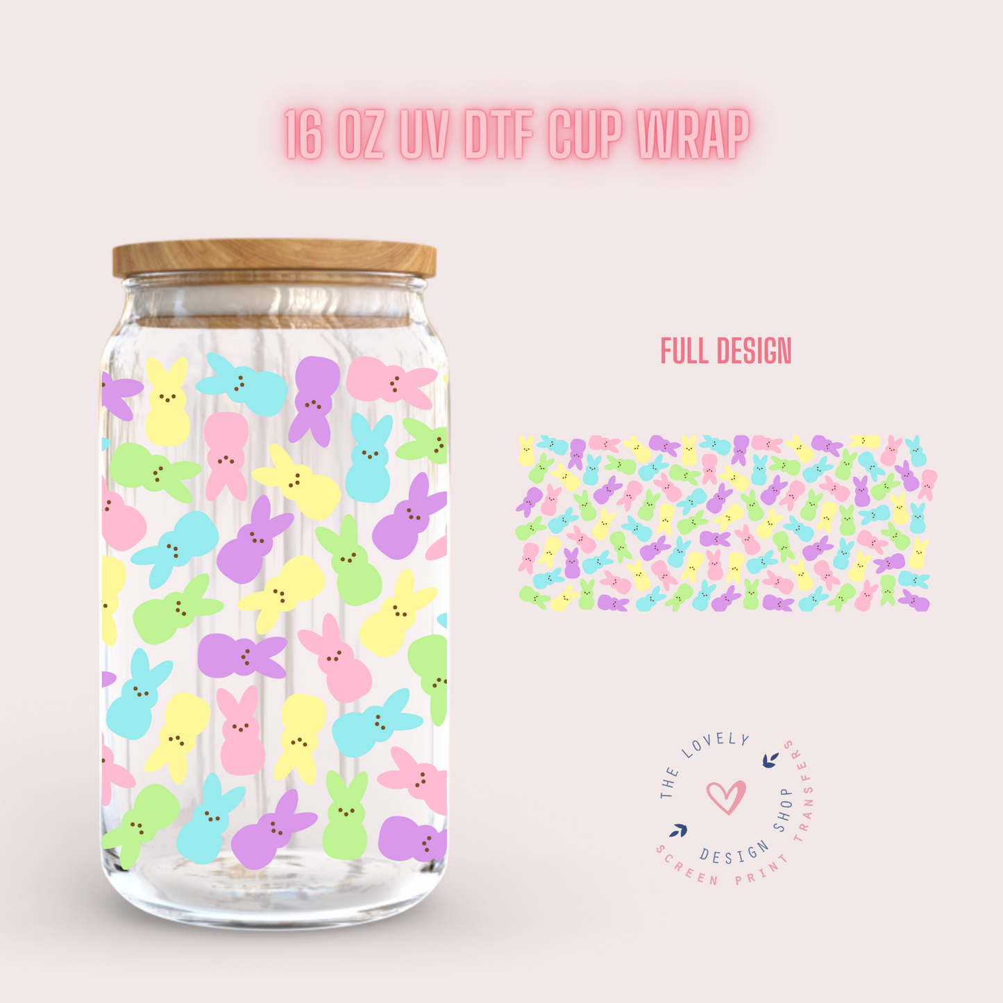 Mini Peeps - UV DTF 16 oz Libbey Cup Wrap (Ready to Ship) Jan 29