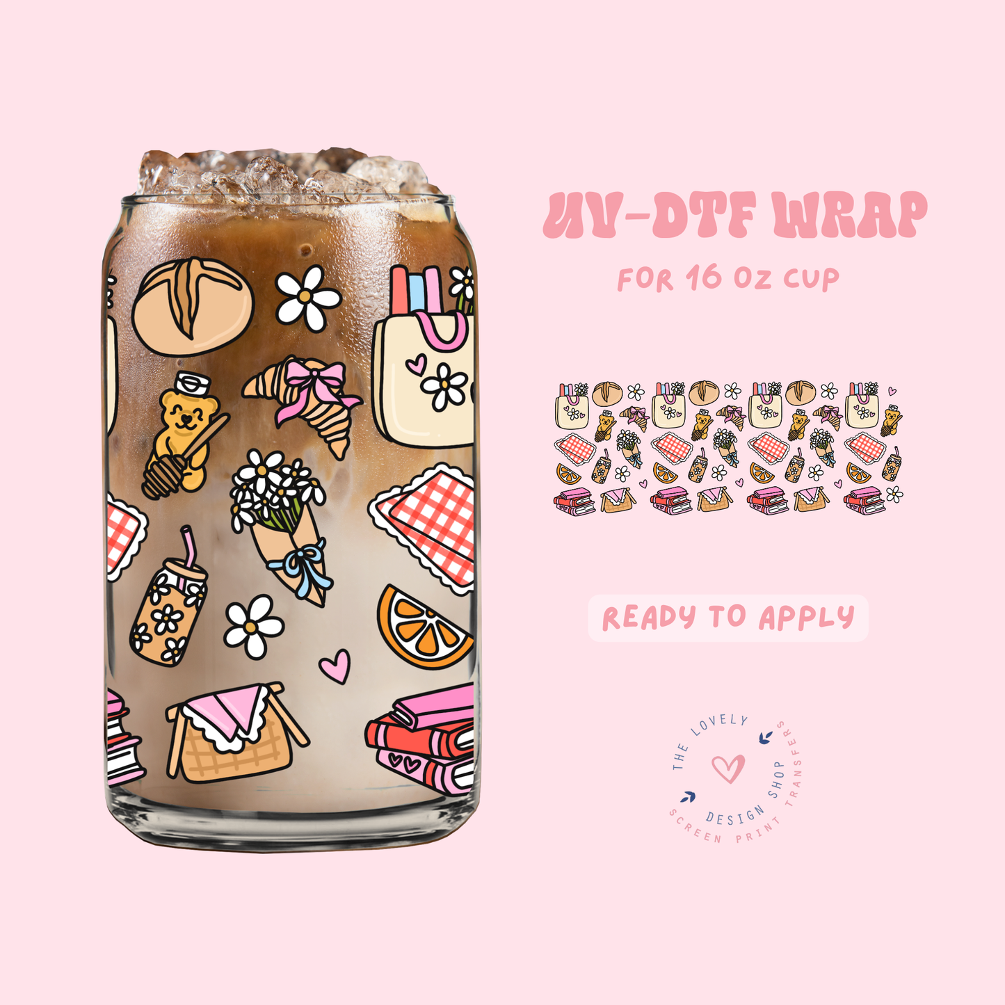 Summer Picnic - UV DTF 16 oz Libbey Cup Wrap - Jun 11