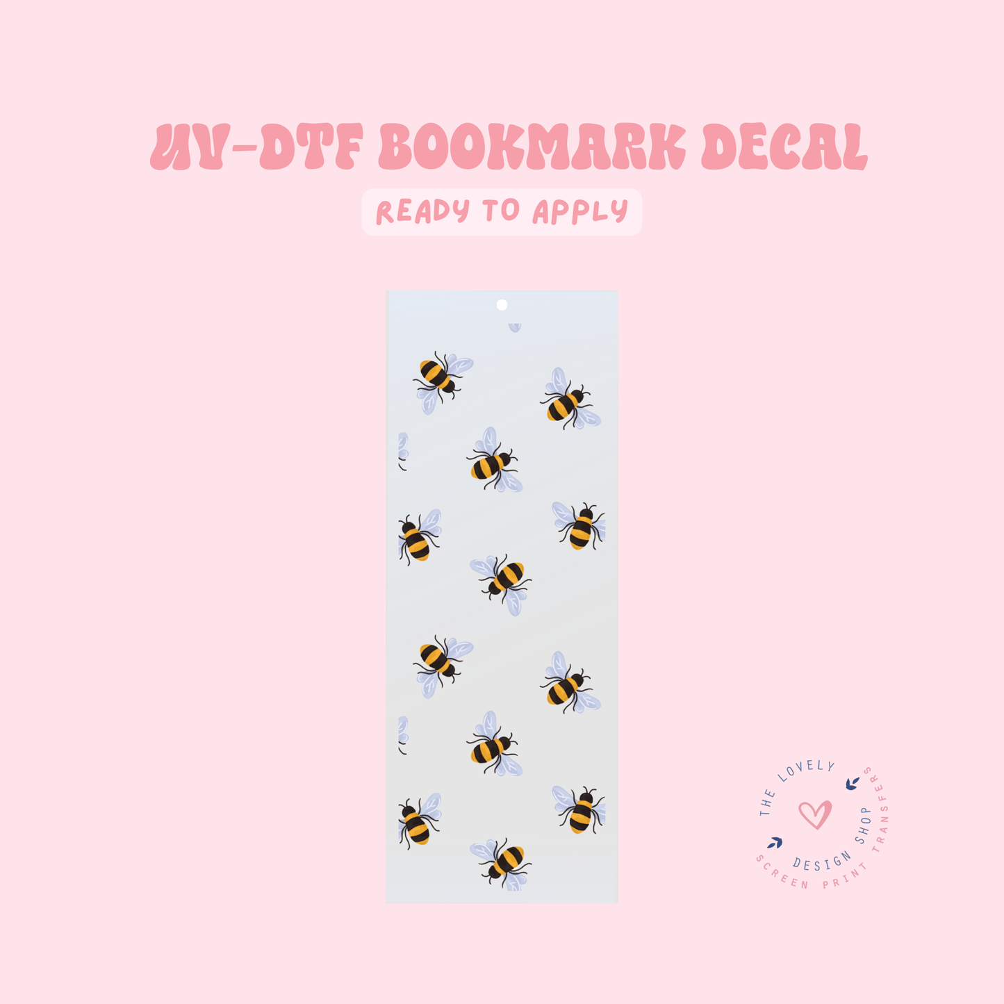 Ditsy Bees - UV DTF Bookmark Decal - Feb 4