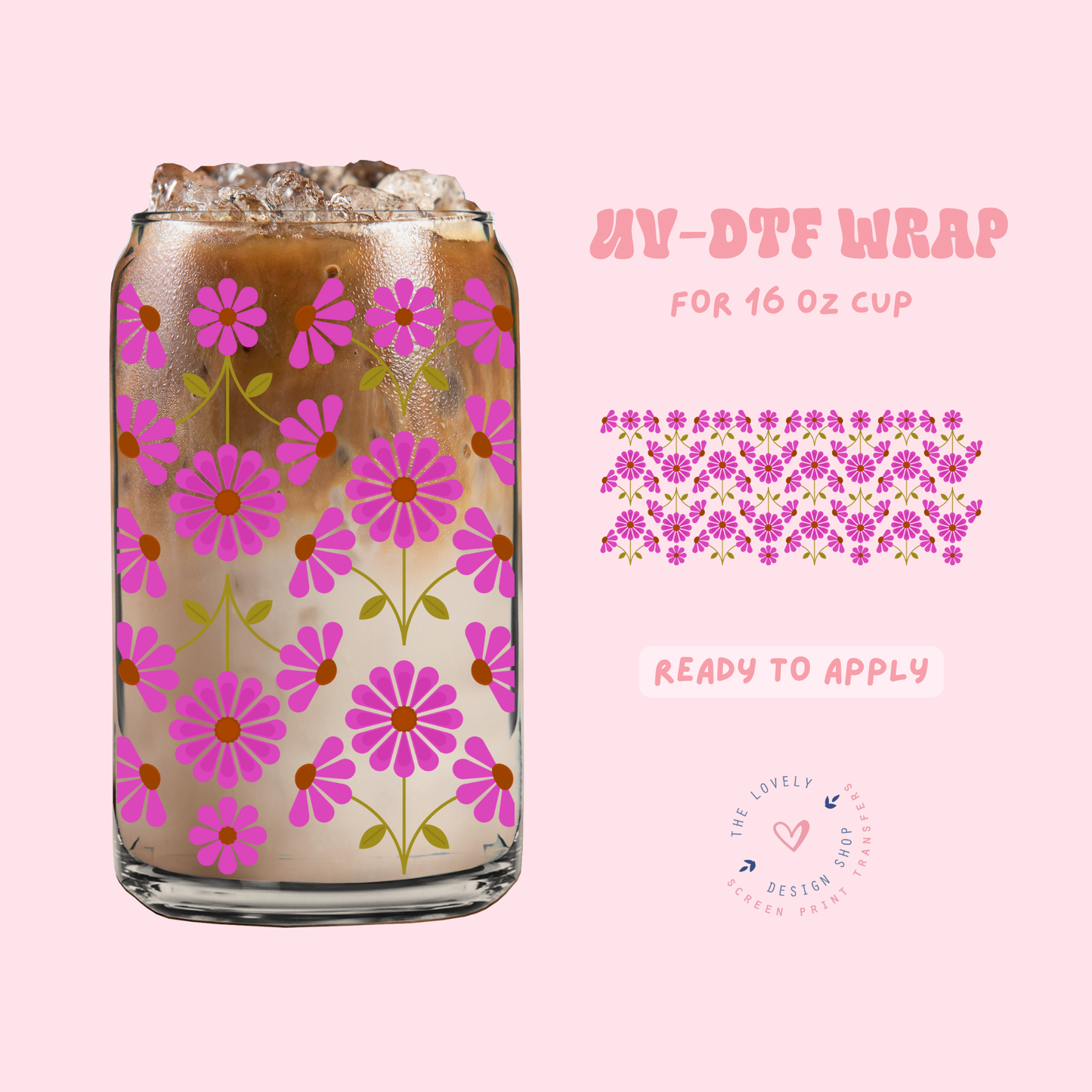 Wildflowers - UV DTF 16 oz Libbey Cup Wrap - May 2