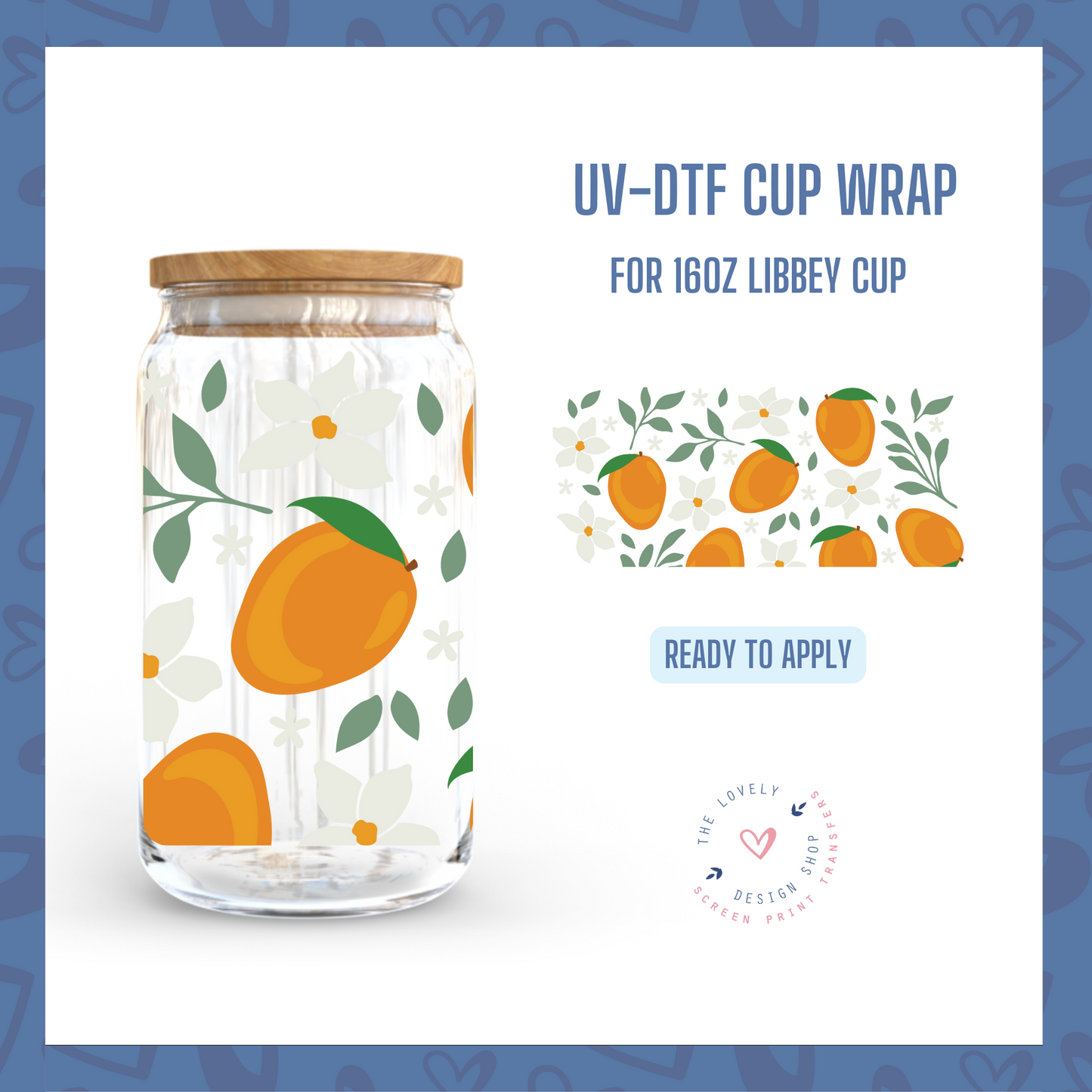 Modern Mangos - UV DTF 16 oz Libbey Cup Wrap (Ready to Ship) Mar 4