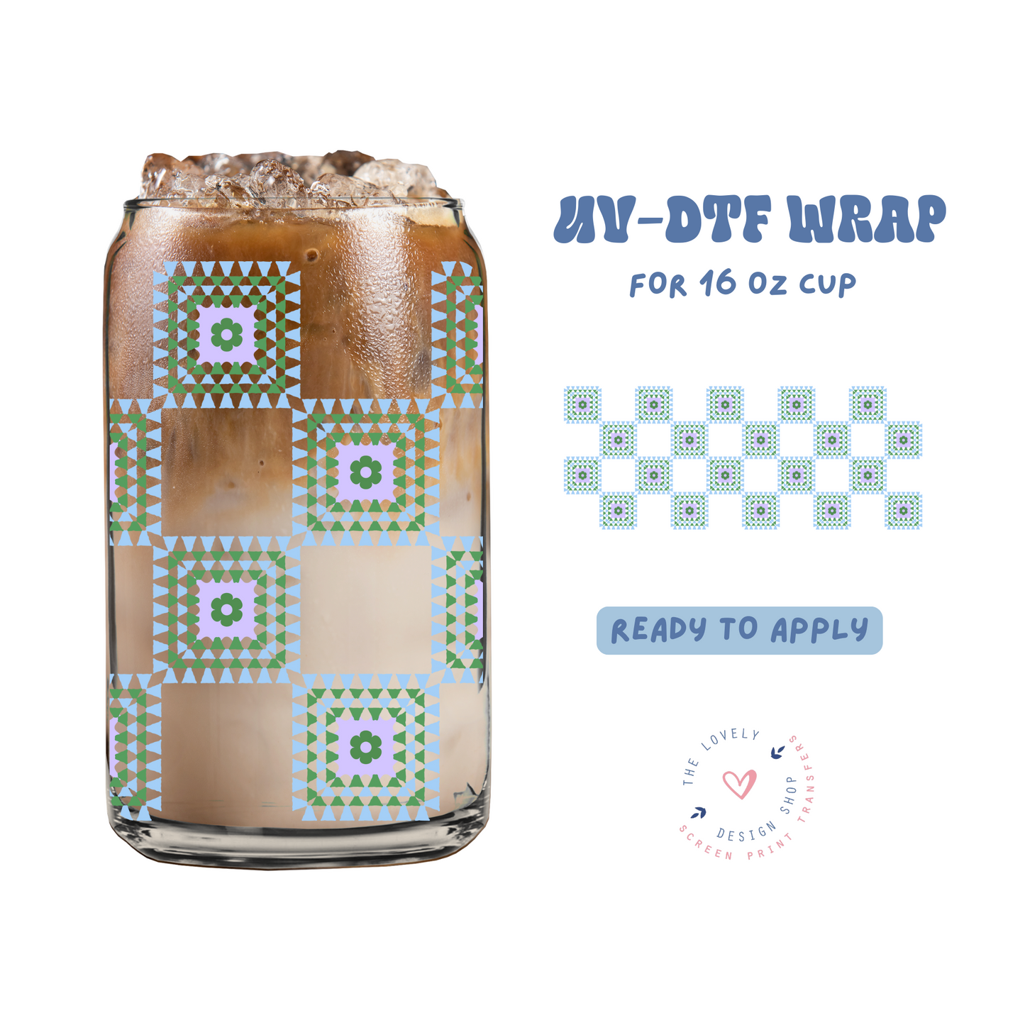 Granny Squares - UV DTF 16 oz Libbey Cup Wrap - Feb 12