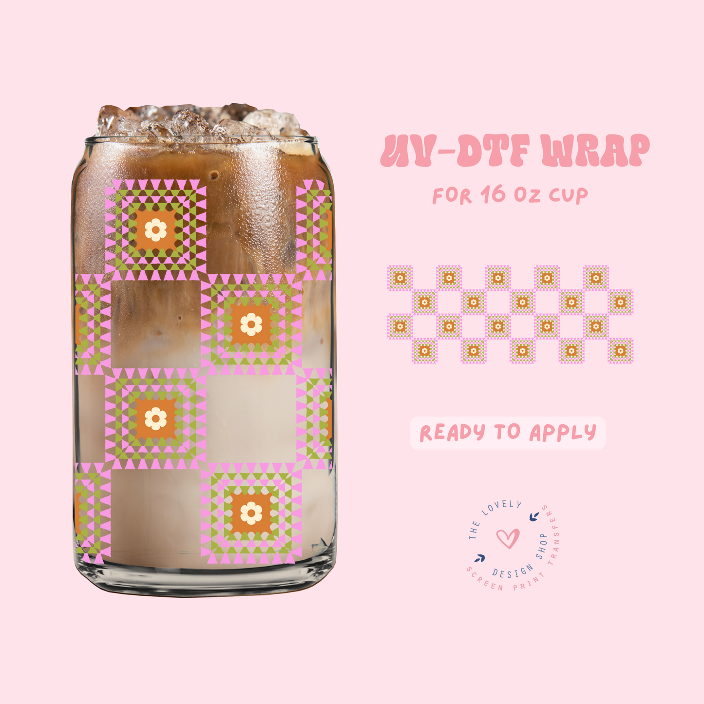 Granny Squares - UV DTF 16 oz Libbey Cup Wrap - Feb 12