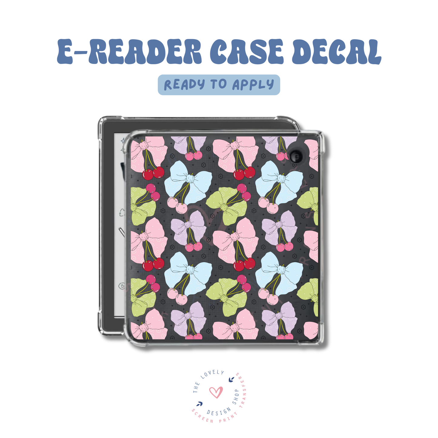 Multicolor Cherry Bows - UV DTF E-Reader Decal - Feb 19