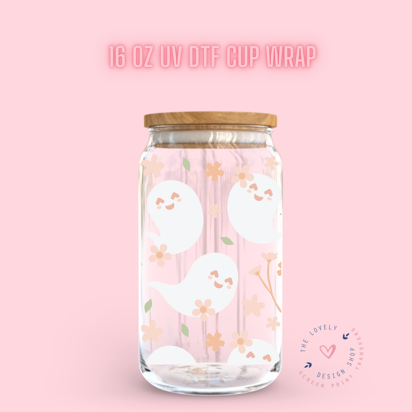 Spring Ghosts - UV DTF 16 oz Libbey Cup Wrap (Ready to Ship) Jan 23
