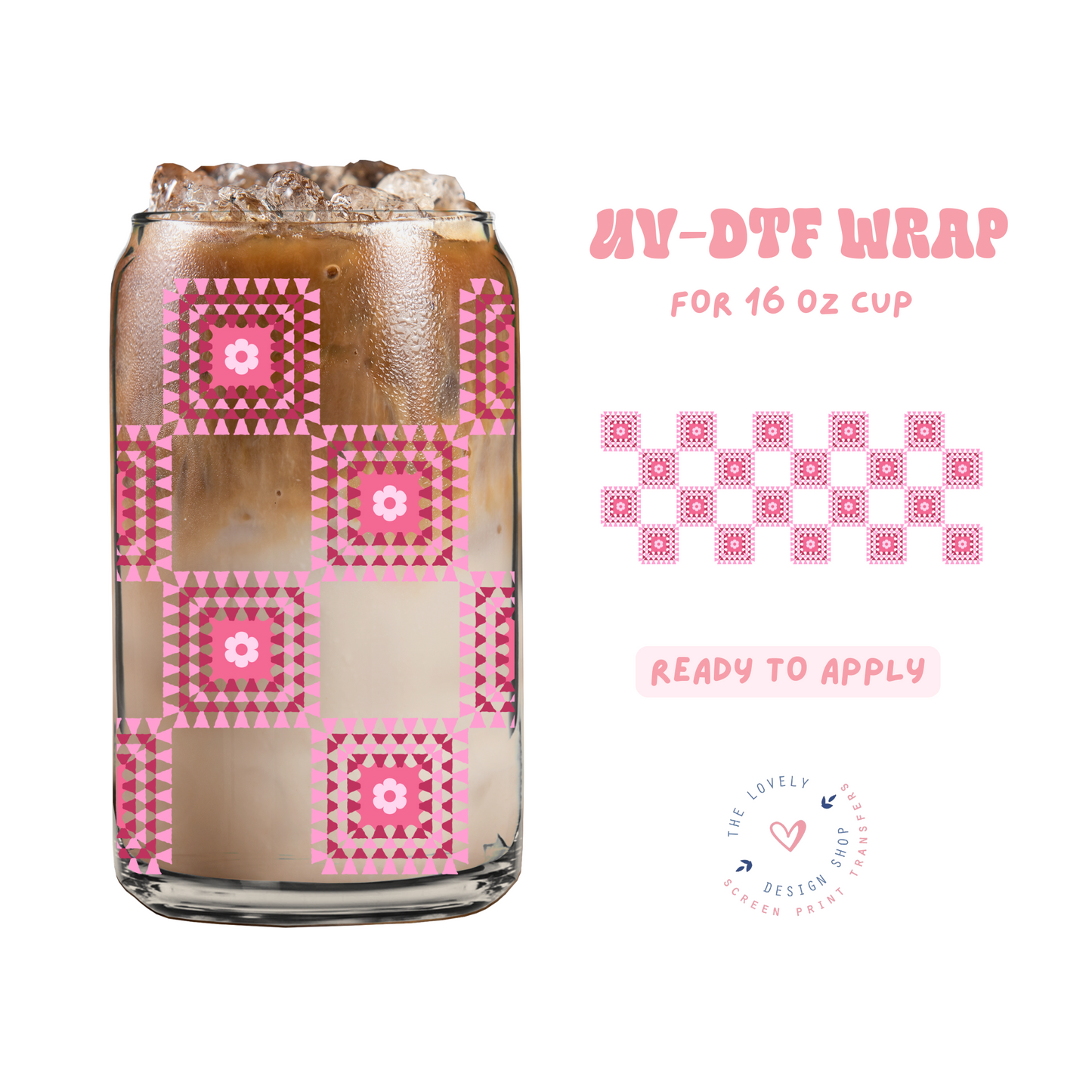 Granny Squares - UV DTF 16 oz Libbey Cup Wrap - Feb 12