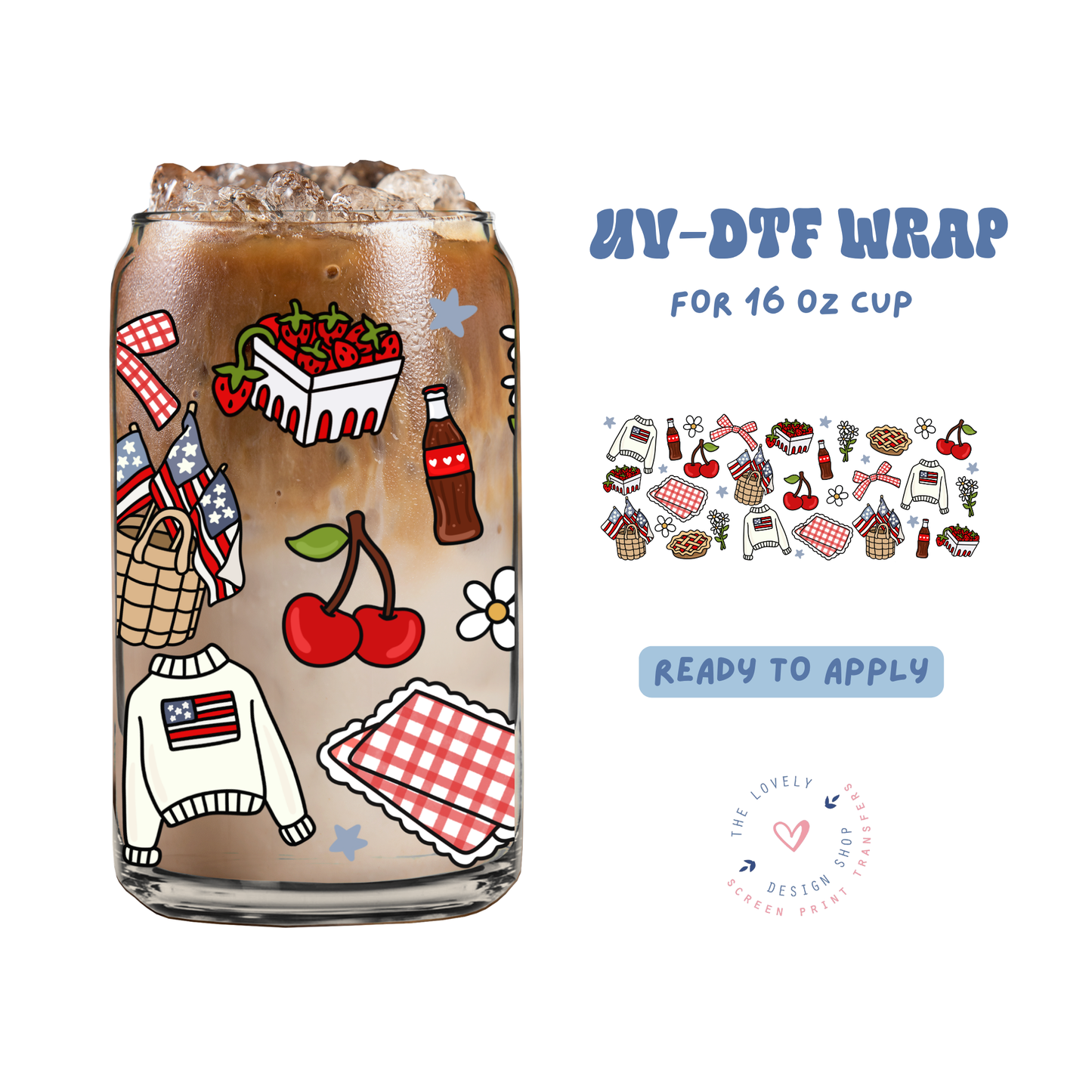 Americana - UV DTF 16 oz Libbey Cup Wrap - Jun 11