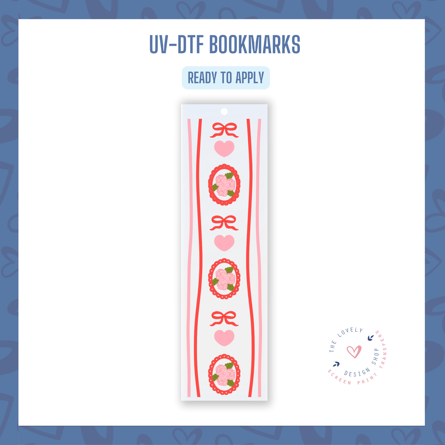 Valentine Love Stripes - UV DTF Bookmark Decal - Dec 31