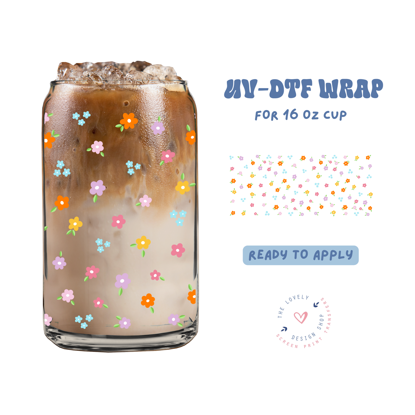 Mini Flowers - UV DTF 16 oz Libbey Cup Wrap - May 2