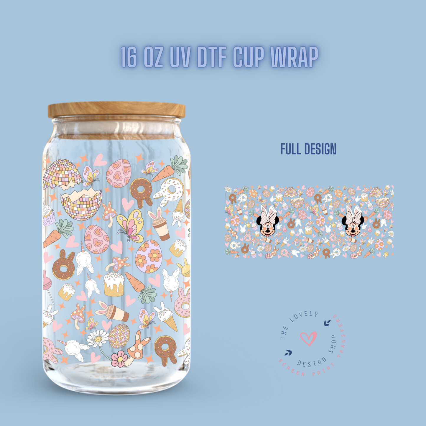 Easter Cute Drawings - UV DTF 16 oz Libbey Cup Wrap (Ready to Ship) Jan 15