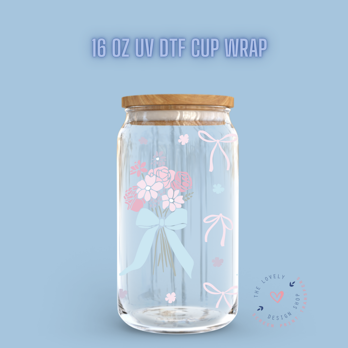 Coquette Girl - UV DTF 16 oz Libbey Cup Wrap (Ready to Ship) Jan 23