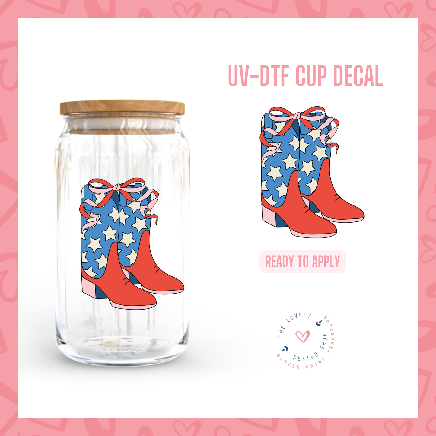 American Girly Cowgirl - UV DTF Cup Decal (Ready to Ship) Jun 10