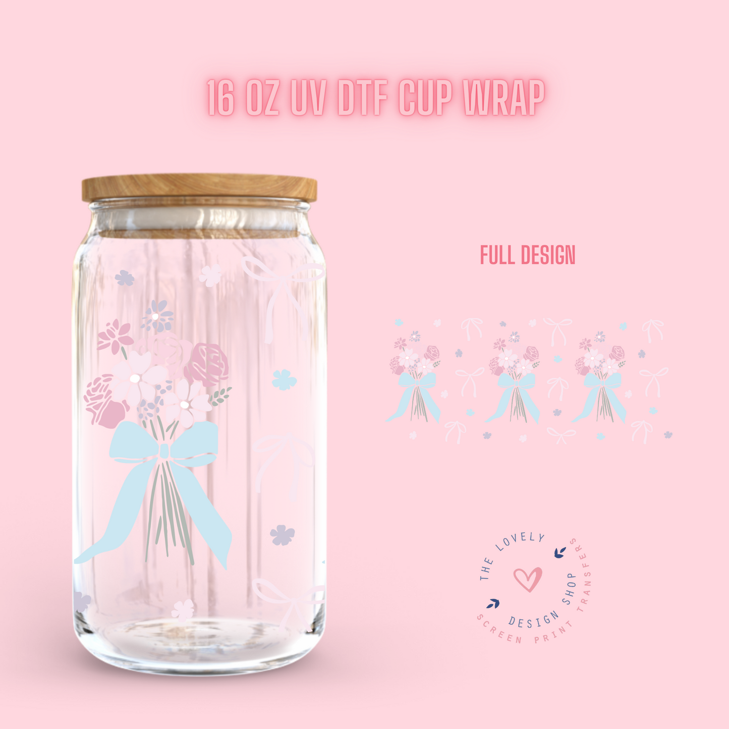 Coquette Girl - UV DTF 16 oz Libbey Cup Wrap (Ready to Ship) Jan 23