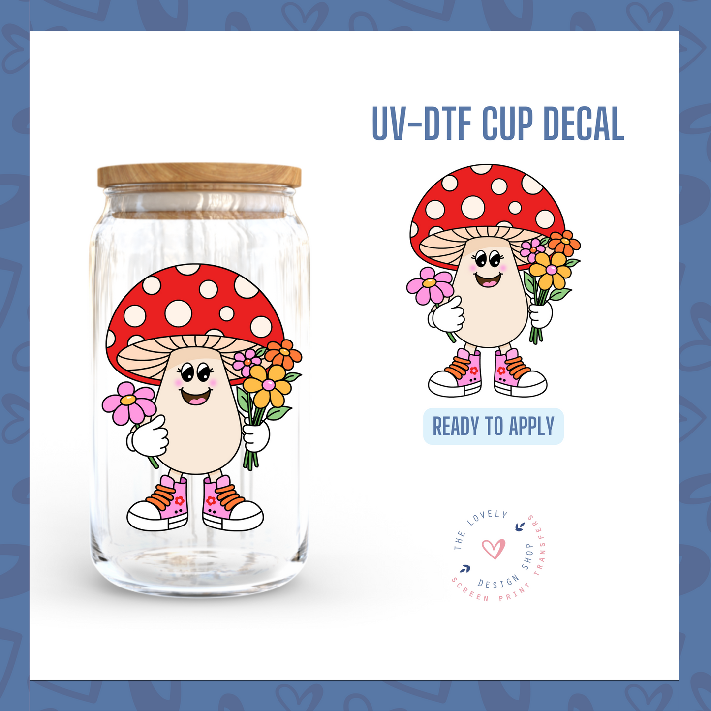 Mushie With Flowers Retro - UV DTF Cup Decal (Ready to Ship) Apr 17