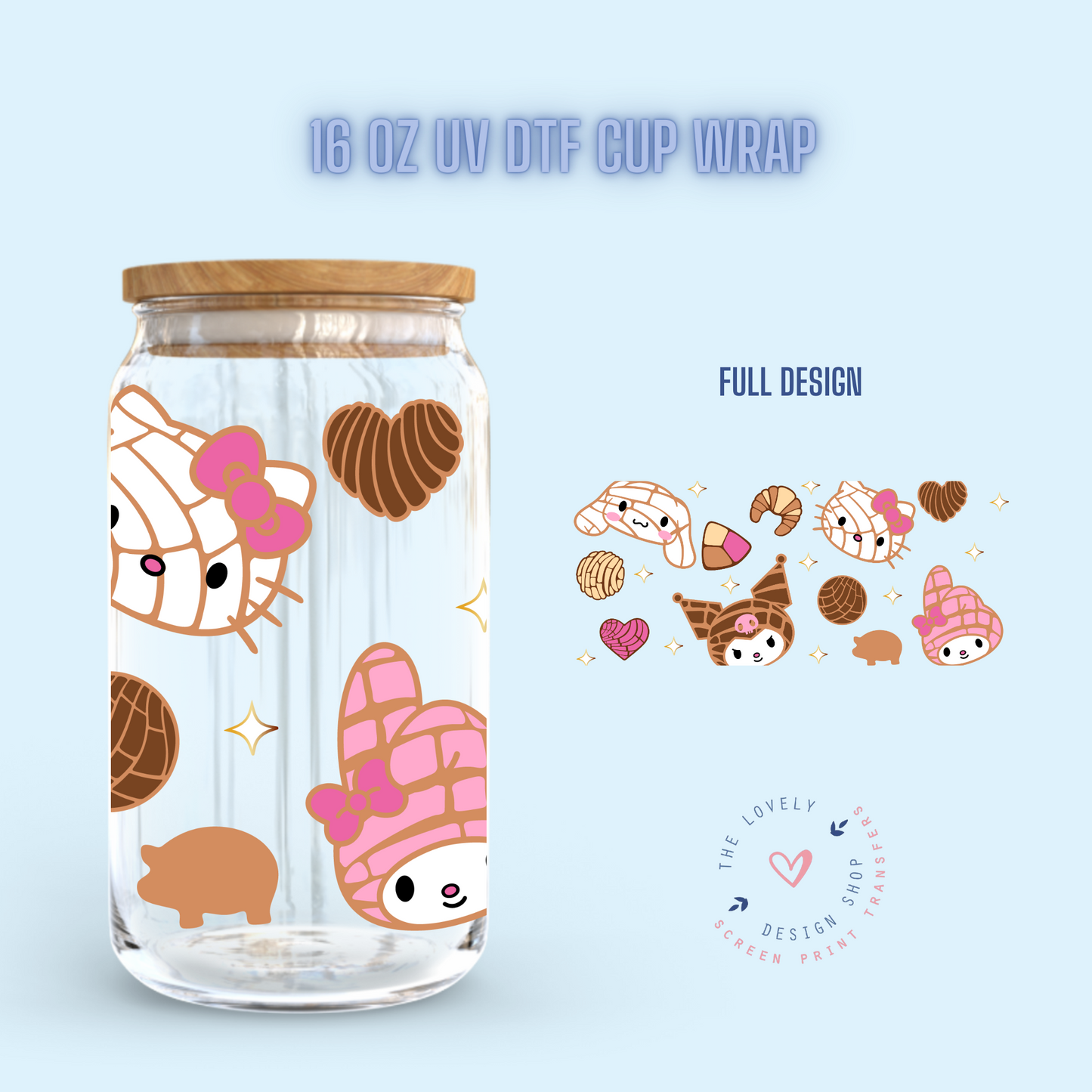 Club Kitty Conchas - UV DTF 16 oz Libbey Cup Wrap (Ready to Ship) Jan 8