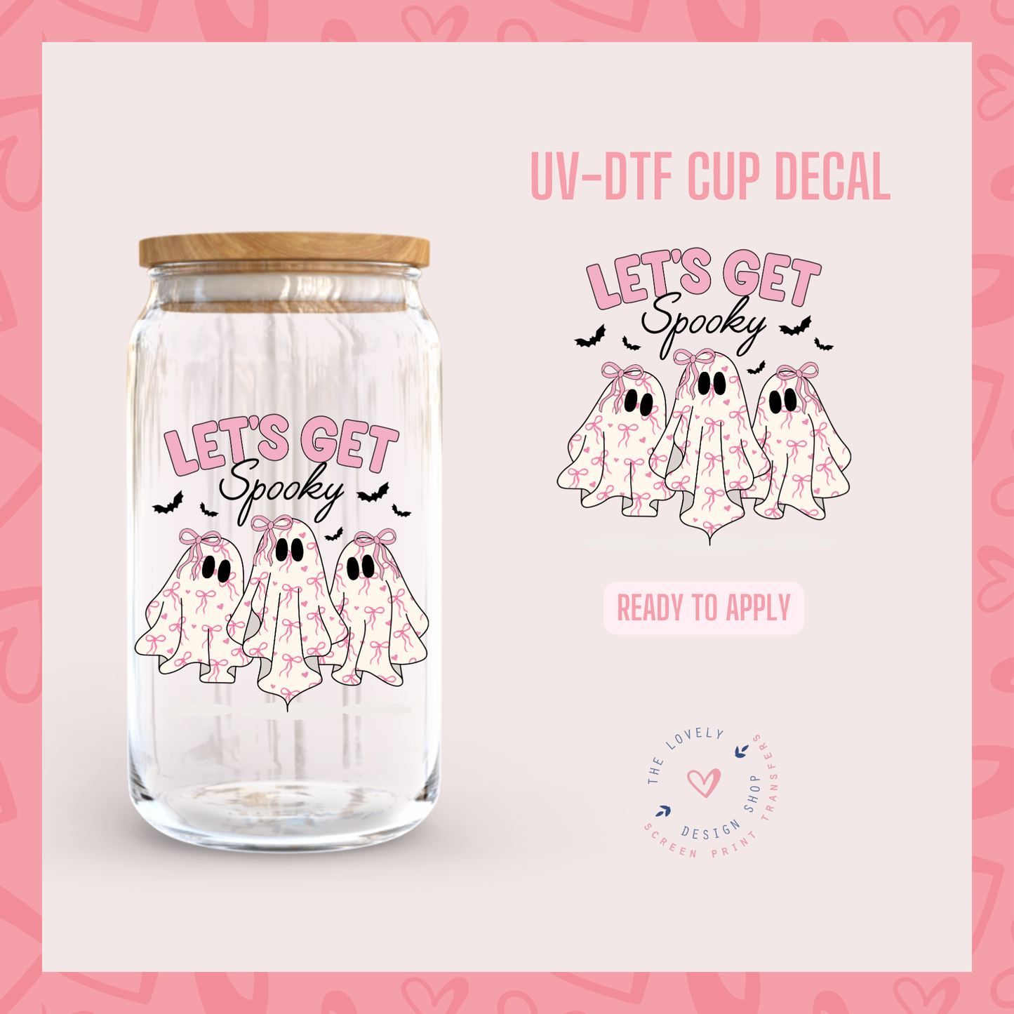 Spooky Coquette Ghosts - UV DTF Cup Decal (Ready to Ship) Jun 10