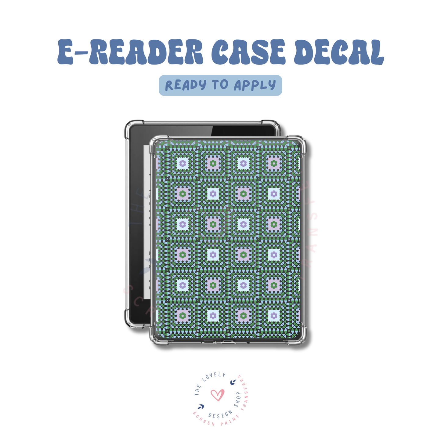 Blue Granny Squeares - UV DTF E-Reader Decal - Feb 12