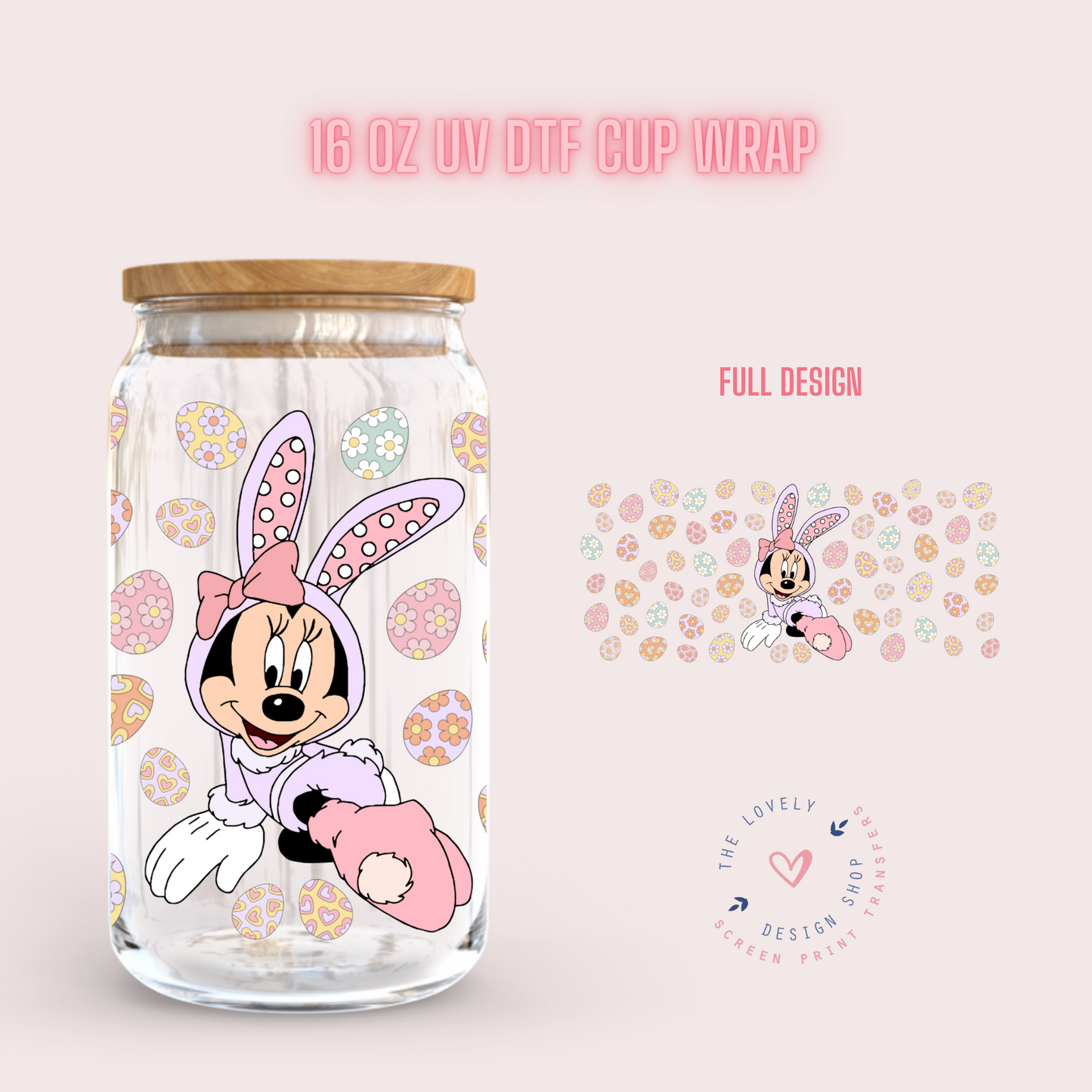 Magical Girl Mouse Easter - UV DTF 16 oz Libbey Cup Wrap (Ready to Ship) Jan 15