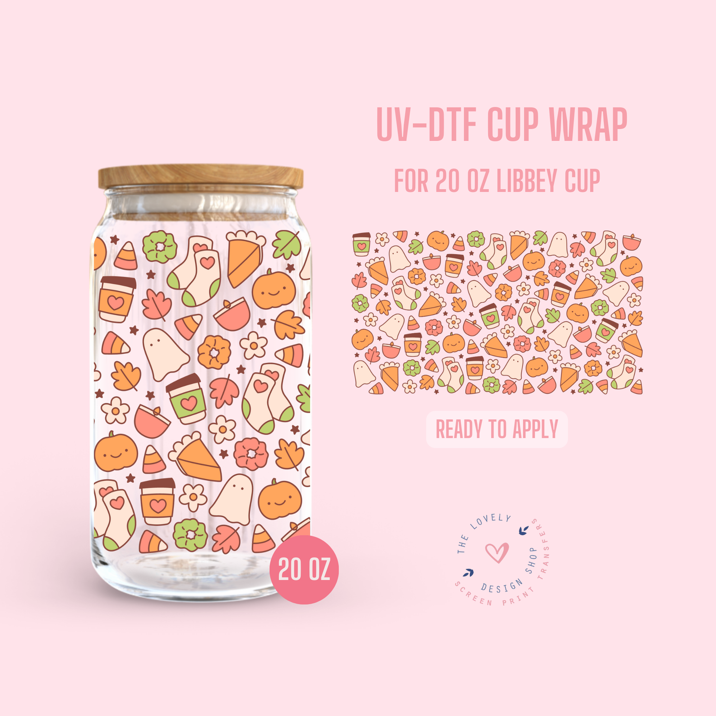 Cozy Halloween - UV DTF 20 oz Libbey Cup Wrap - Aug 19