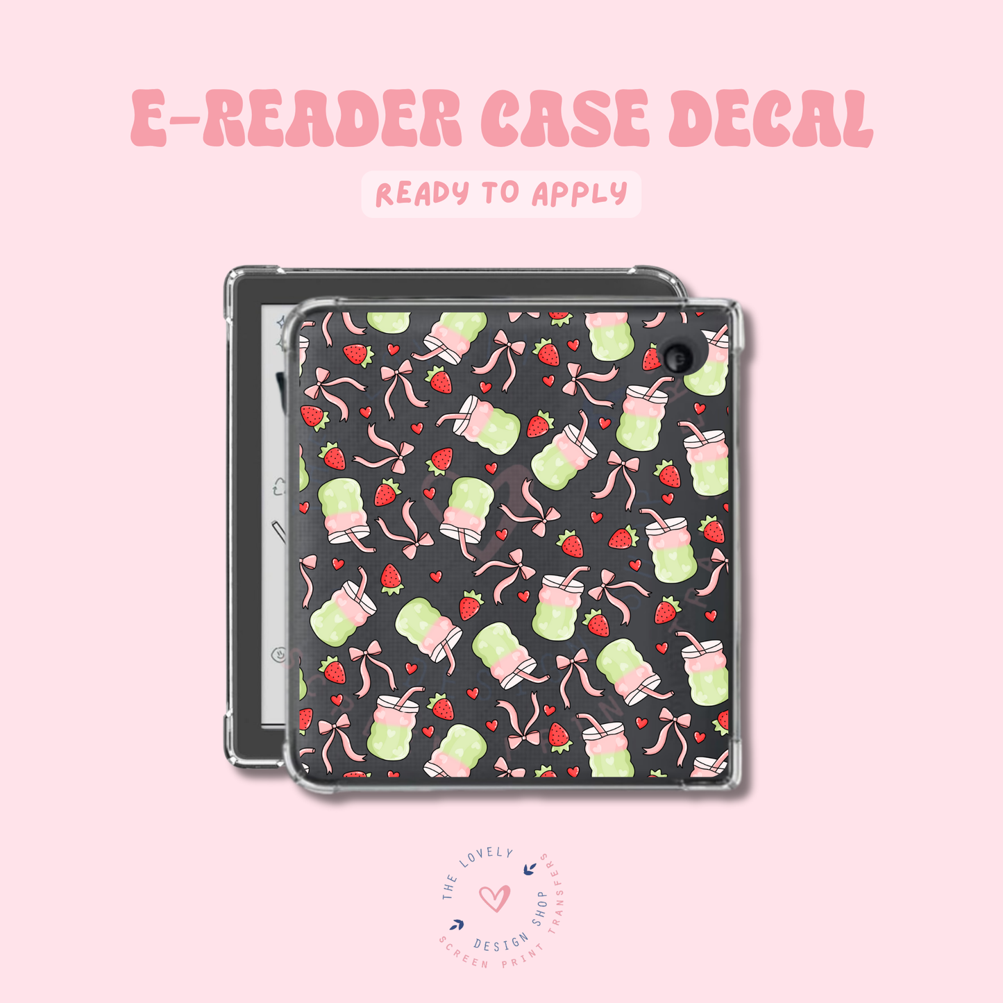 Strawberry Matcha - UV DTF E-Reader Decal Jun 11