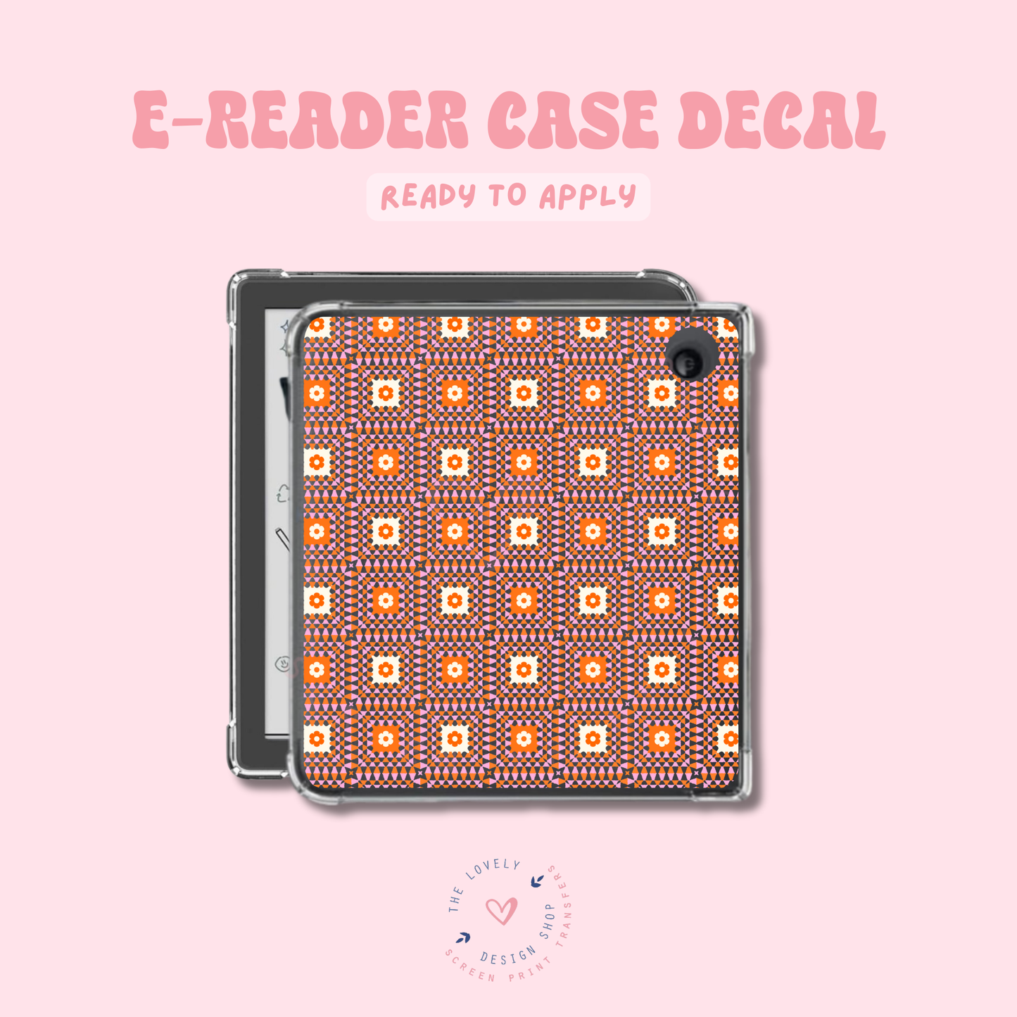 Orange Granny Squeares - UV DTF E-Reader Decal - Feb 12