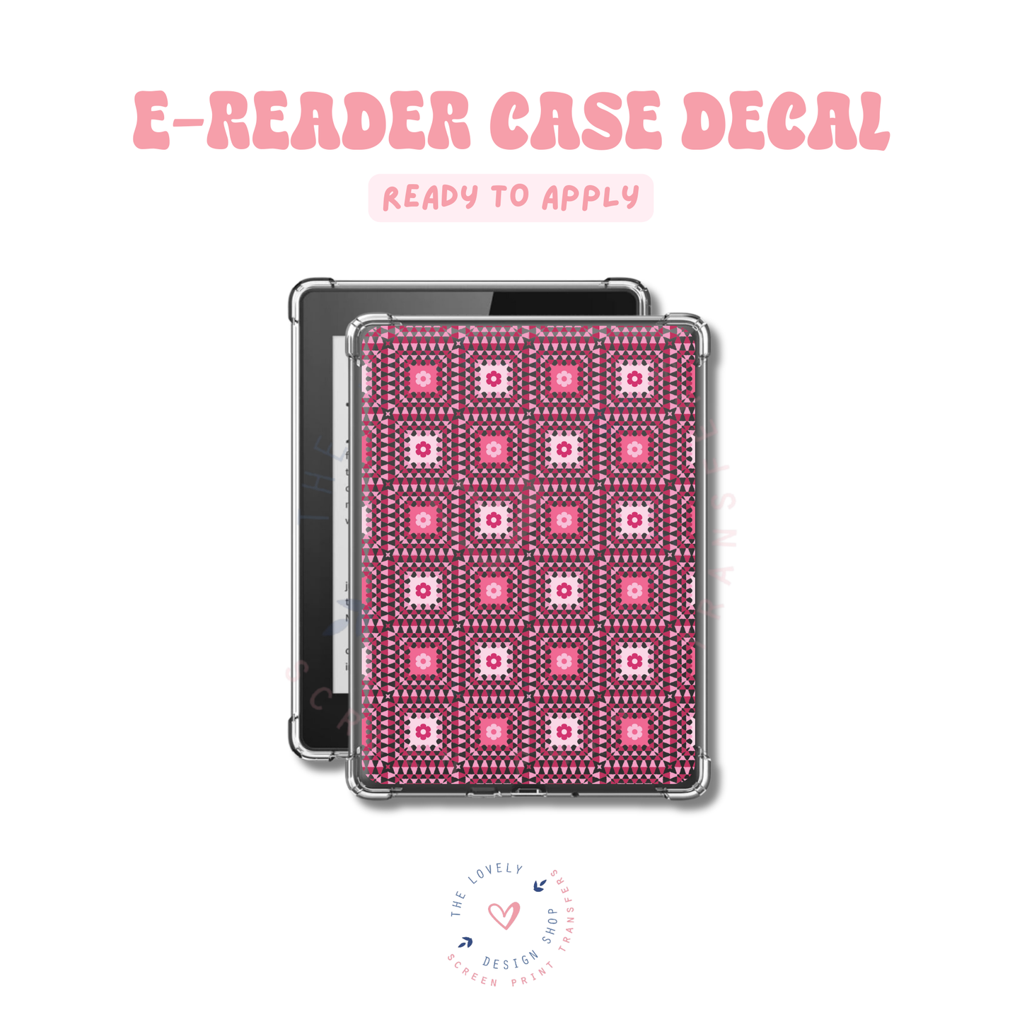 Pink Granny Squeares - UV DTF E-Reader Decal - Feb 12