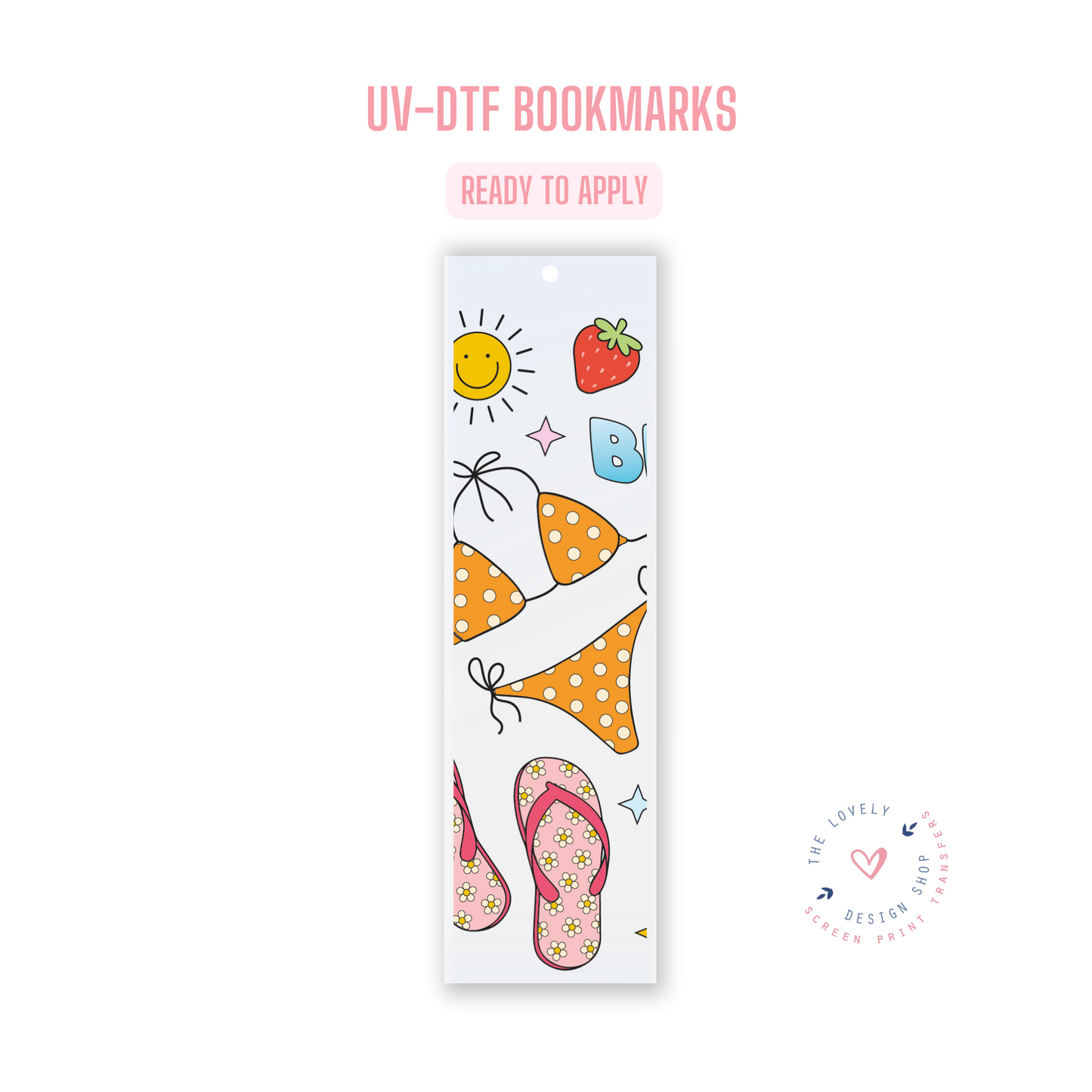 Summer Theme - UV DTF Bookmark Decal (Ready to Ship) Apr 29
