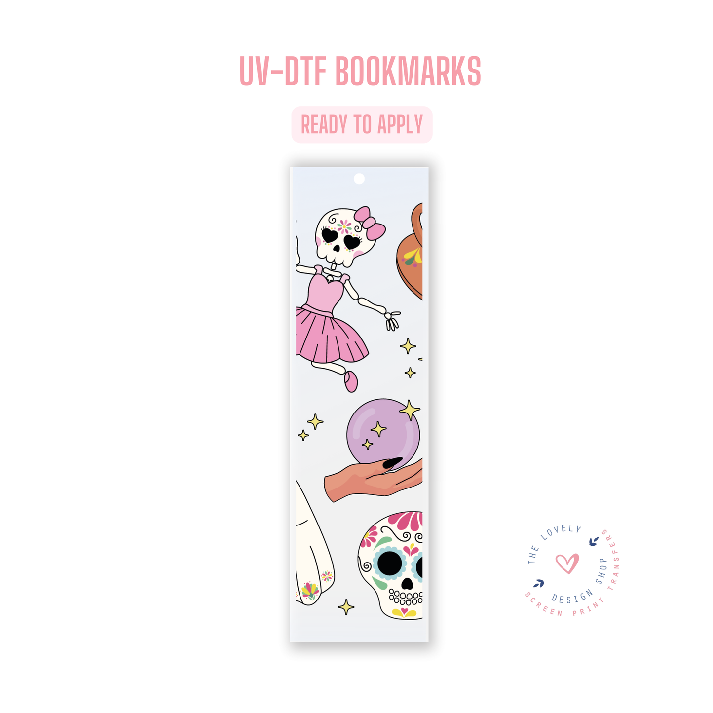 Cute Skellies and Ghosts - UV DTF Bookmark Decal - Jul 22