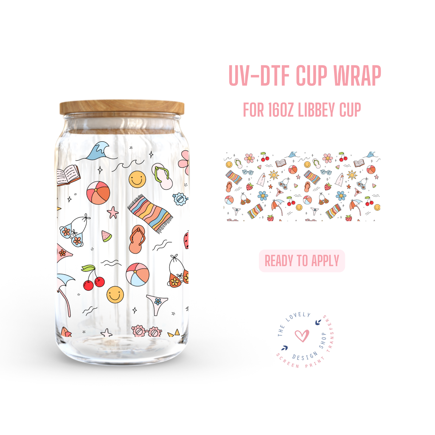 Summer Elements - UV DTF 16 oz Libbey Cup Wrap (Ready to Ship) Jun 3