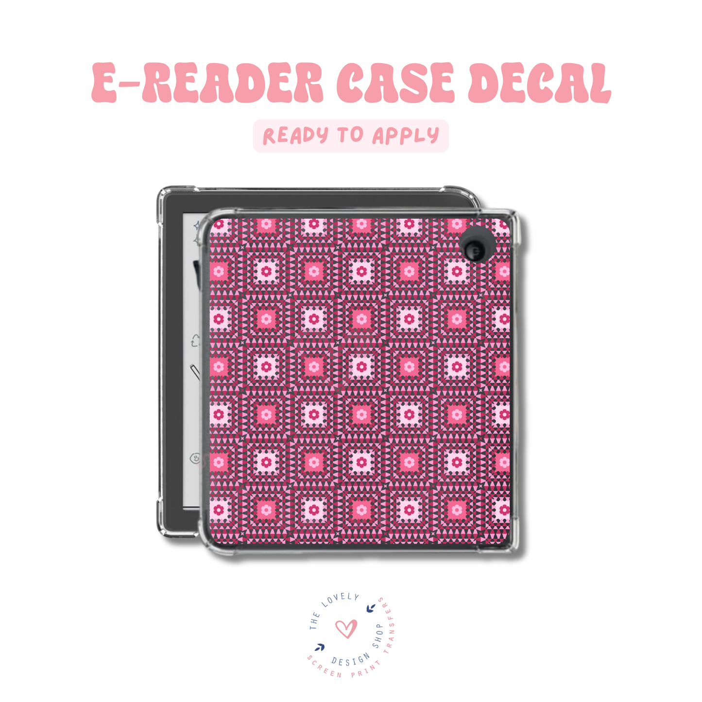 Pink Granny Squeares - UV DTF E-Reader Decal - Feb 12