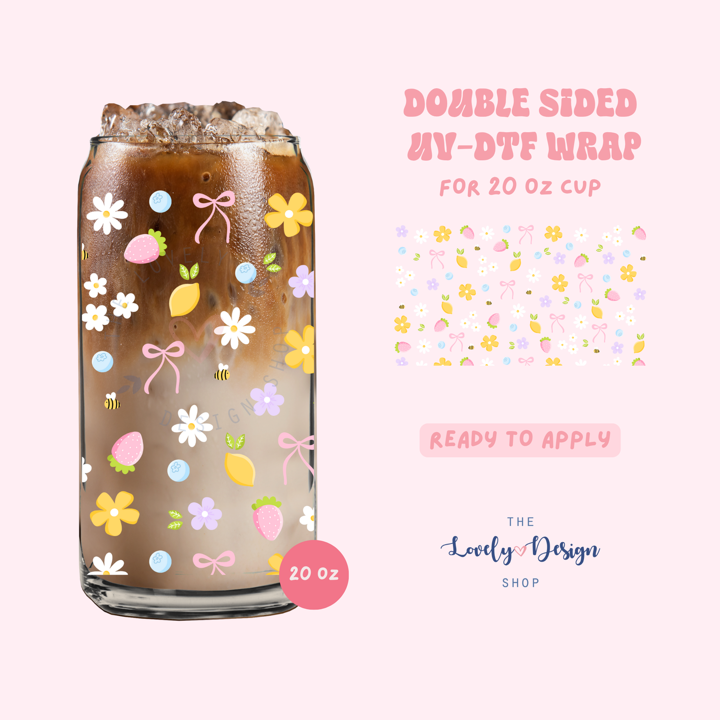 Fruity Floral - UV DTF 20 oz Libbey Cup Wrap - Aug 8